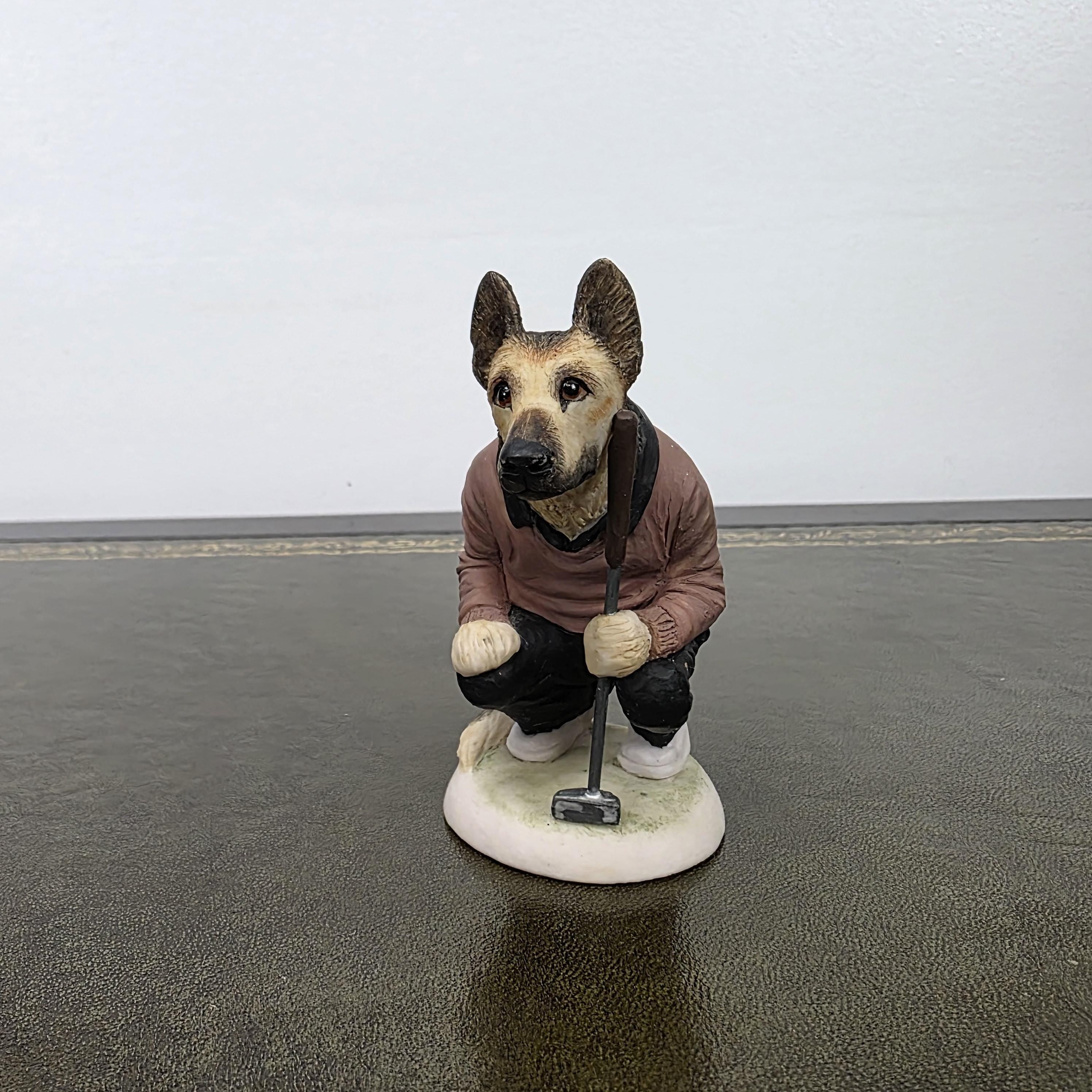 Vintage Alsatian Golfer Dog Figurine CC51 | Robert Harrop Country Companions England Collectible Resin Ornament