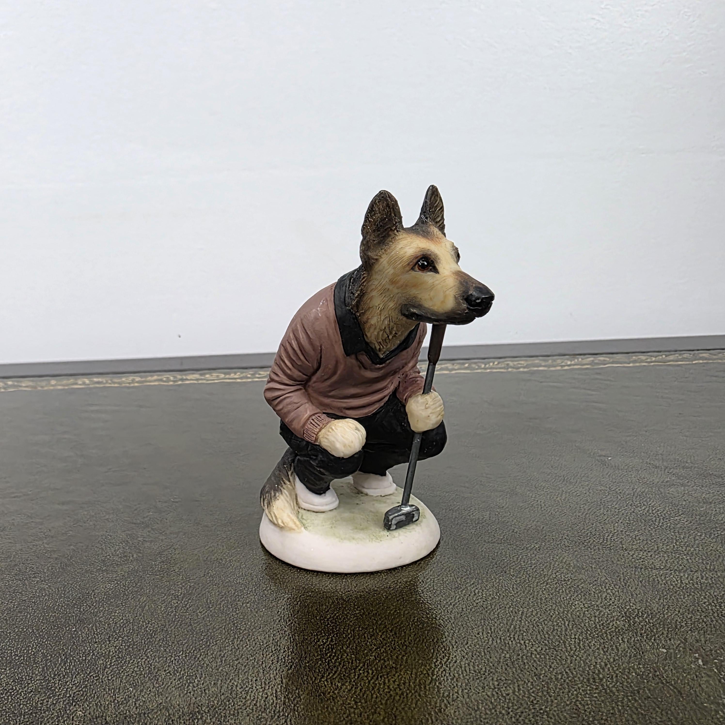 Vintage Alsatian Golfer Dog Figurine CC51 | Robert Harrop Country Companions England Collectible Resin Ornament