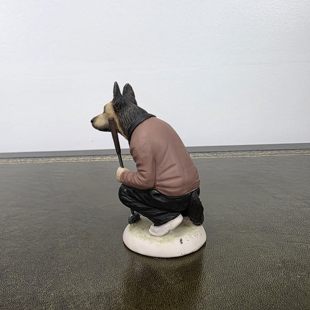 Vintage Alsatian Golfer Dog Figurine CC51 | Robert Harrop Country Companions England Collectible Resin Ornament