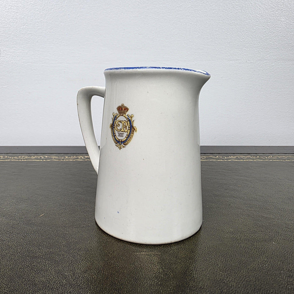 Antique Coronation Jug Ceramic Pitcher John Haddock Sons Royal Vitreous England 1937 Collectible Decor