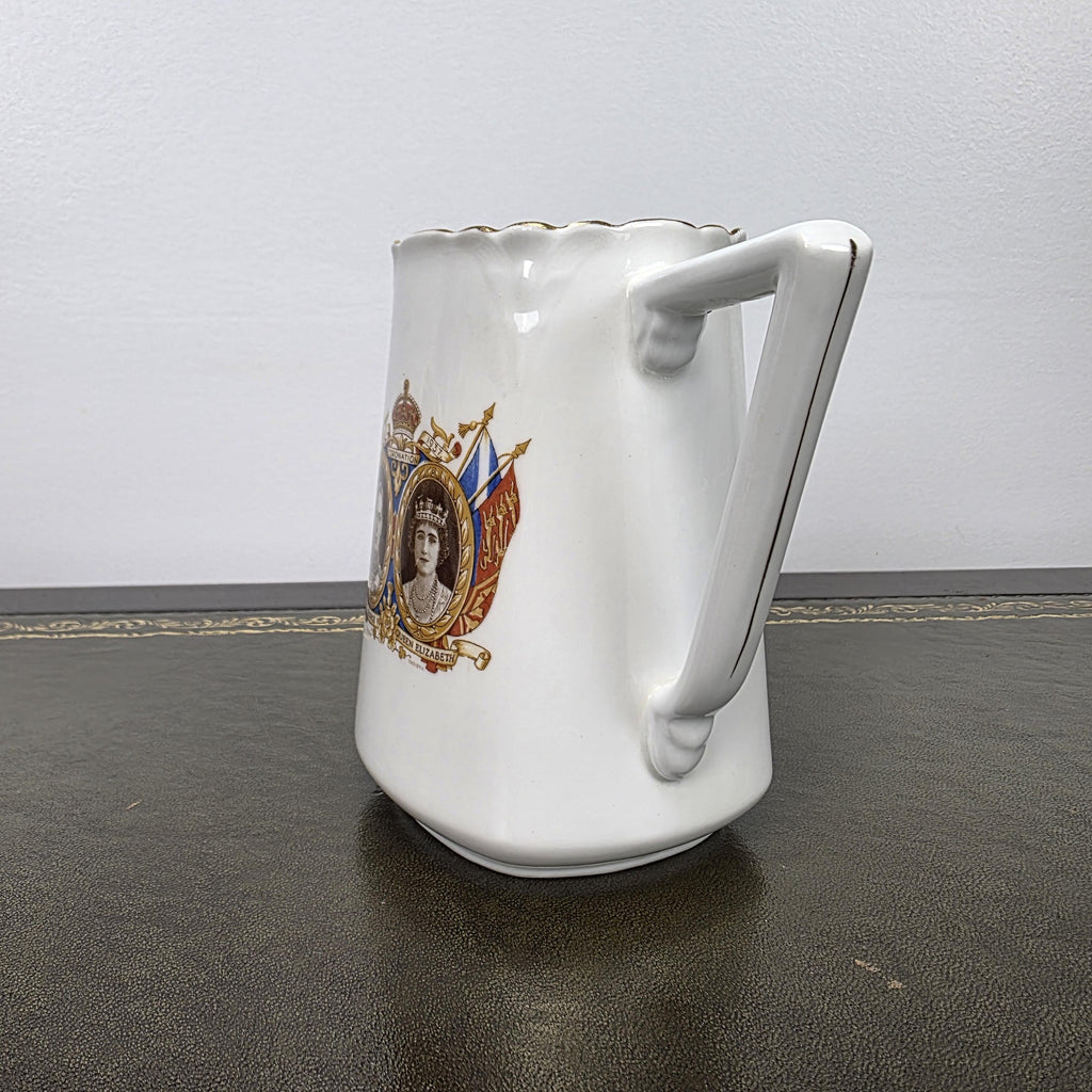Antique Coronation Jug Ceramic Pitcher CWS Windsor China King George VI England 1937 Collectible