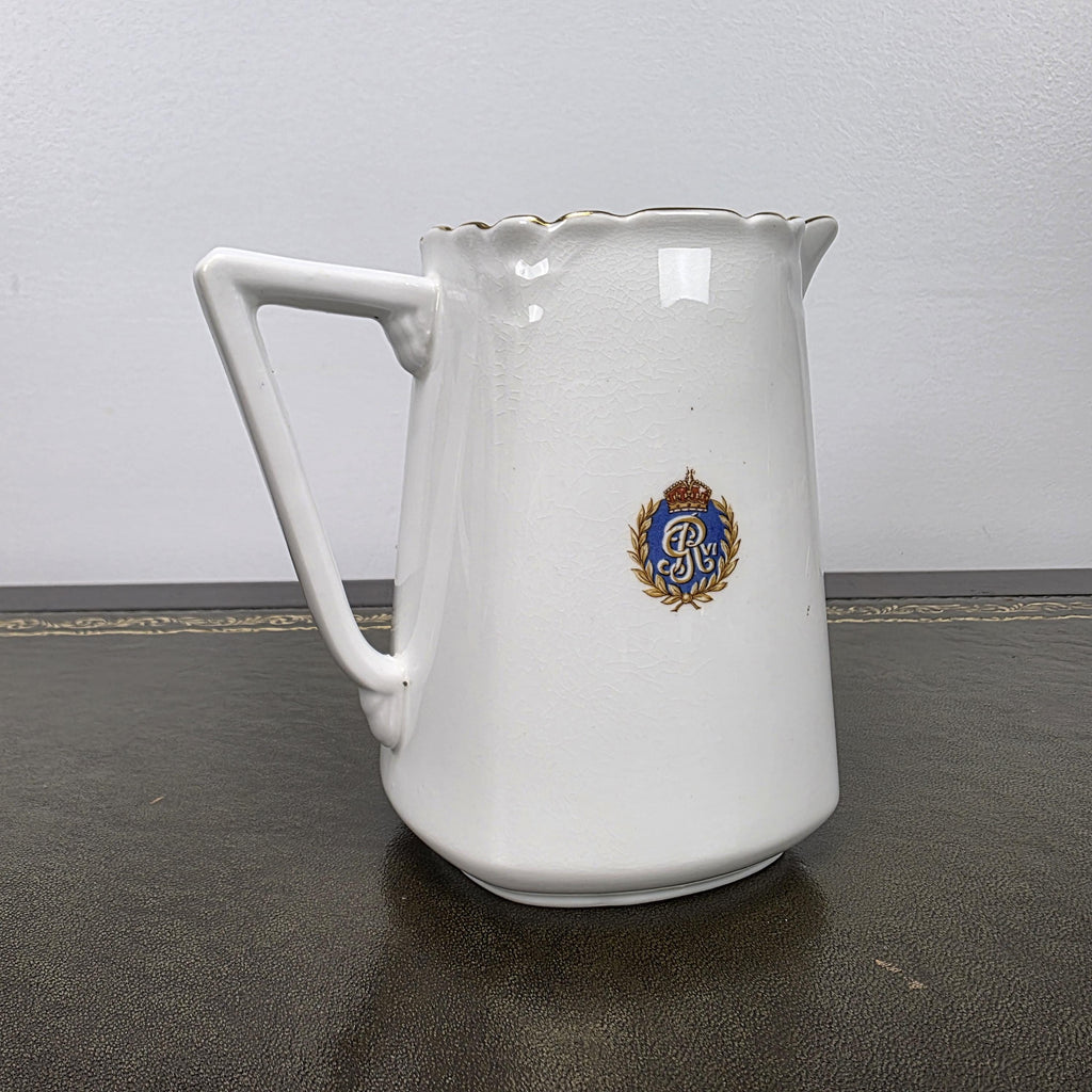 Antique Coronation Jug Ceramic Pitcher CWS Windsor China King George VI England 1937 Collectible