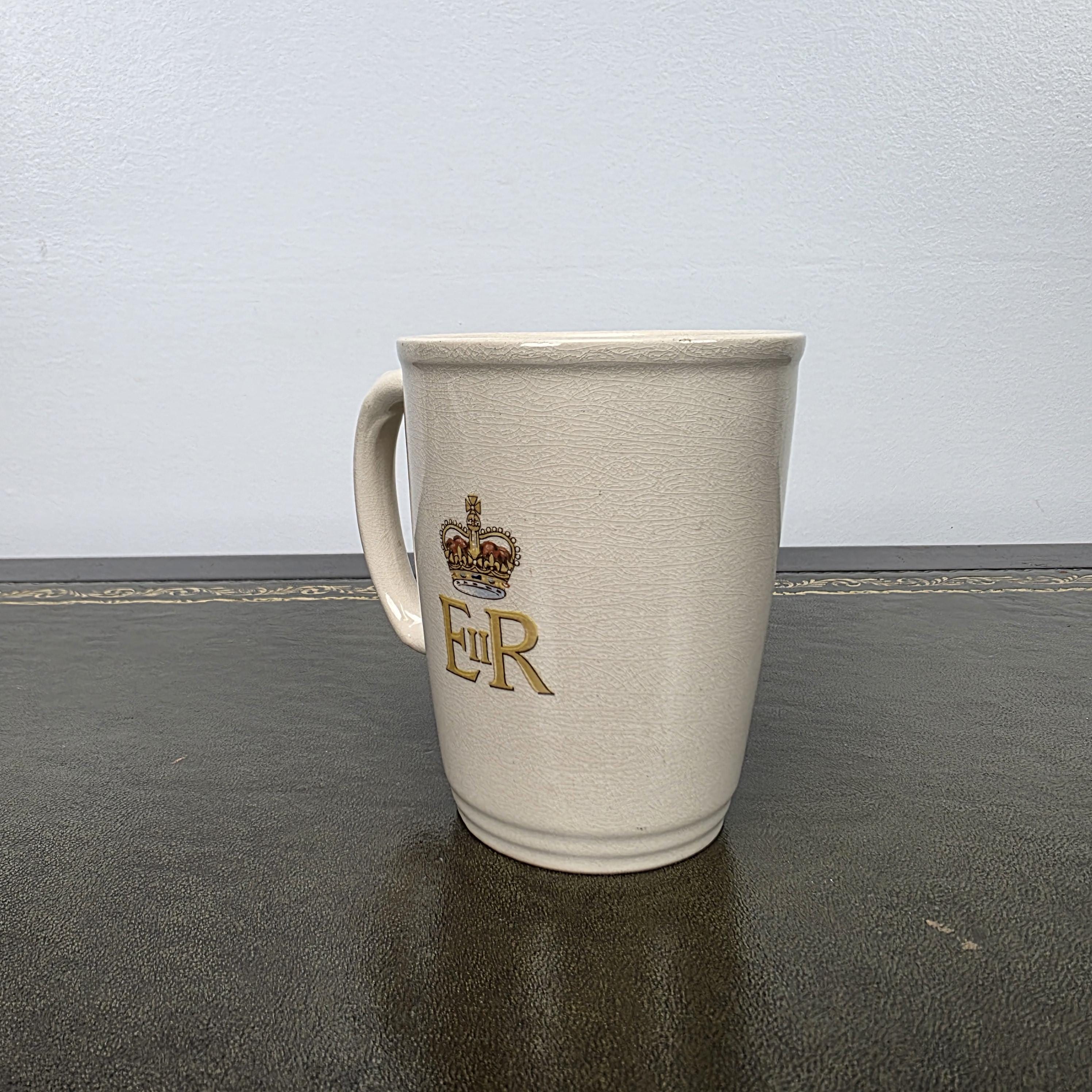Antique Coronation Mug Ceramic Cup Brentleigh Ware Queen Elizabeth II England 1953 Collectible Decor