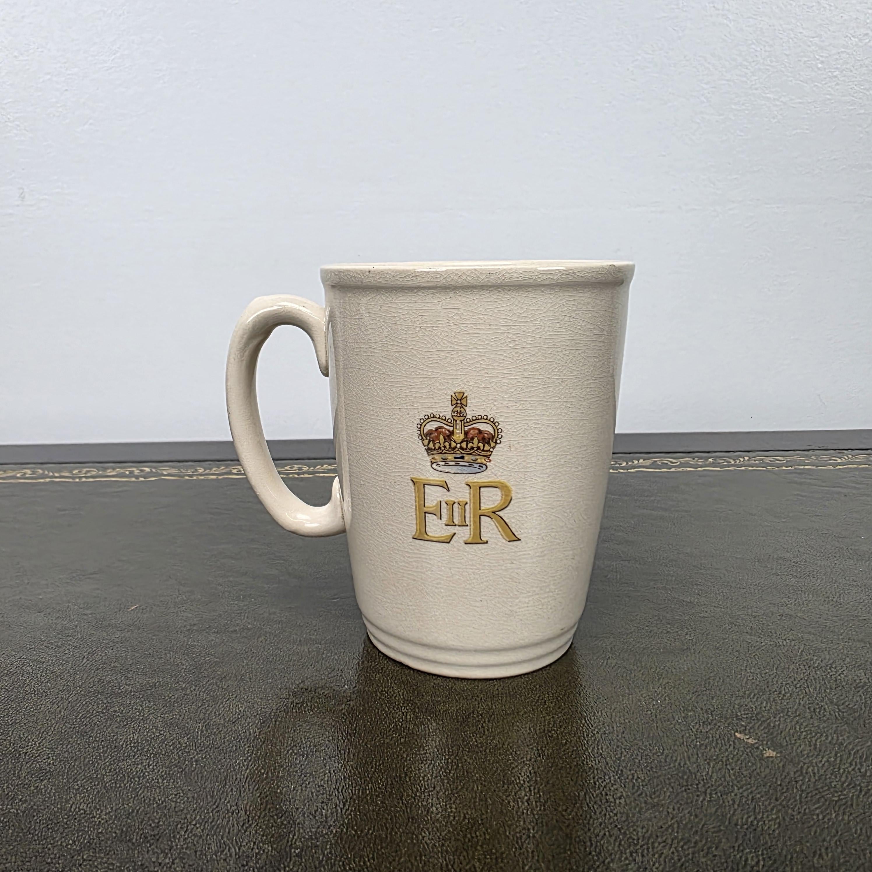 Antique Coronation Mug Ceramic Cup Brentleigh Ware Queen Elizabeth II England 1953 Collectible Decor