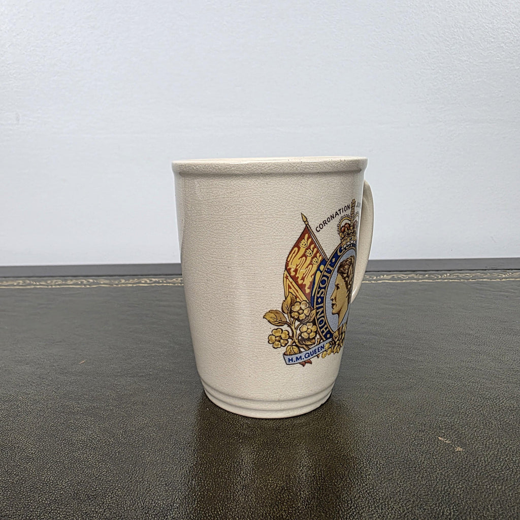 Antique Coronation Mug Ceramic Cup Brentleigh Ware Queen Elizabeth II England 1953 Collectible Decor
