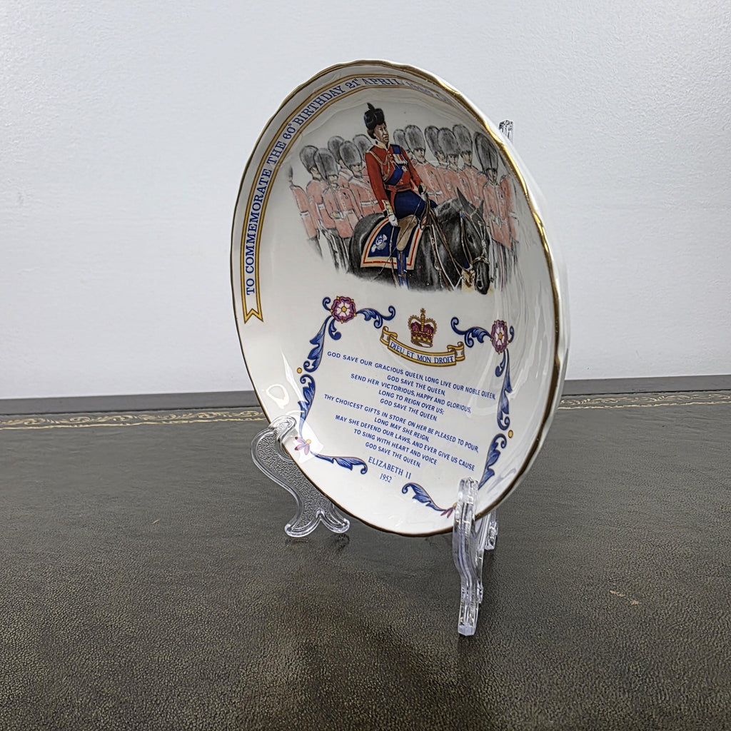 Aynsley Royal Dish Fine Bone China Queen Elizabeth II 60th Birthday England 1986 Collectible