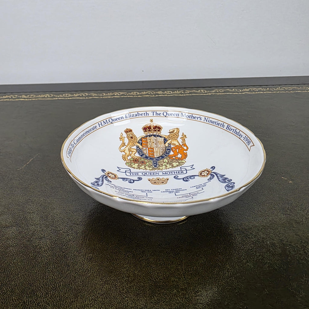Aynsley Royal Dish Fine Bone China Queen Mother 90th Birthday England 1990 Commemorative Piece