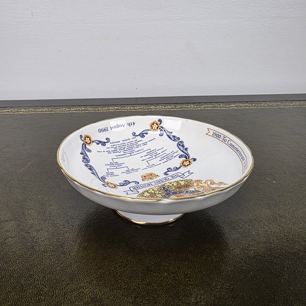 Aynsley Royal Dish Fine Bone China Queen Mother 90th Birthday England 1990 Commemorative Piece