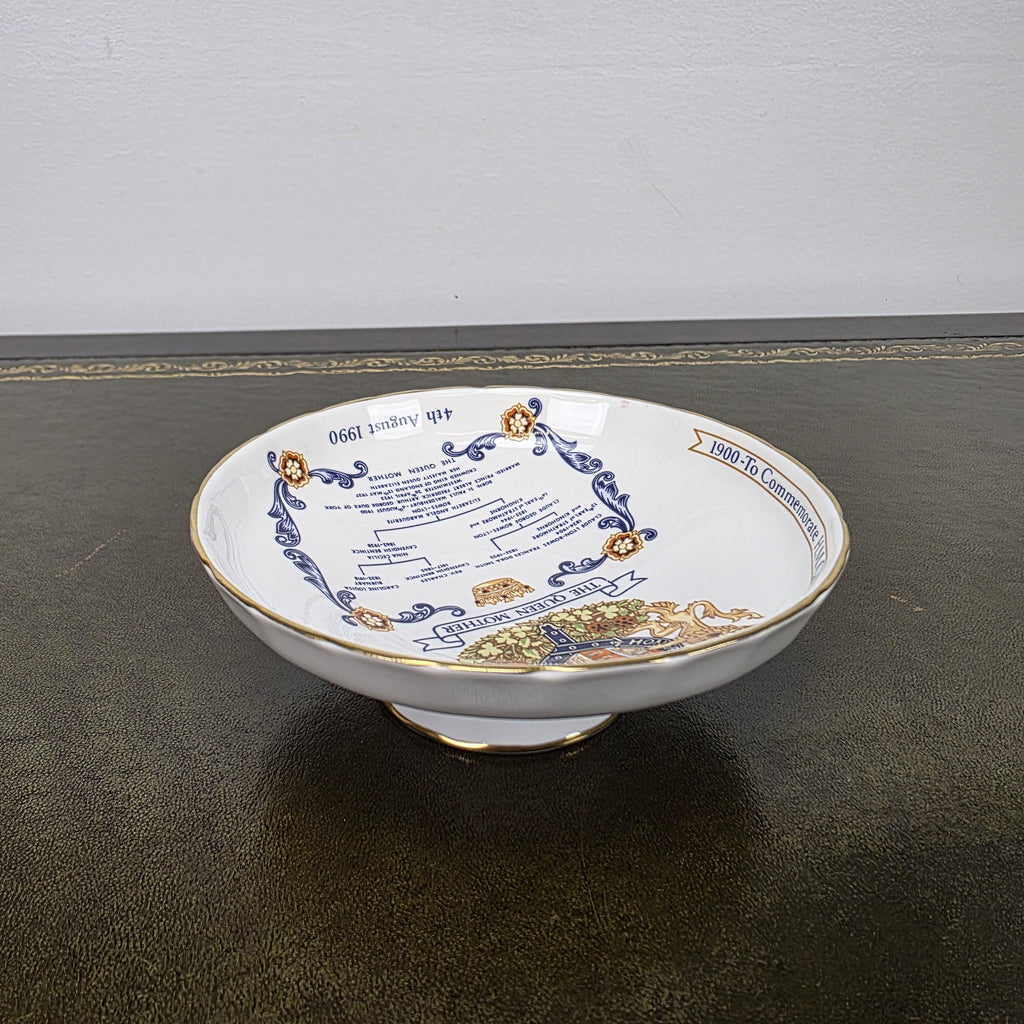 Aynsley Royal Dish Fine Bone China Queen Mother 90th Birthday England 1990 Commemorative Piece