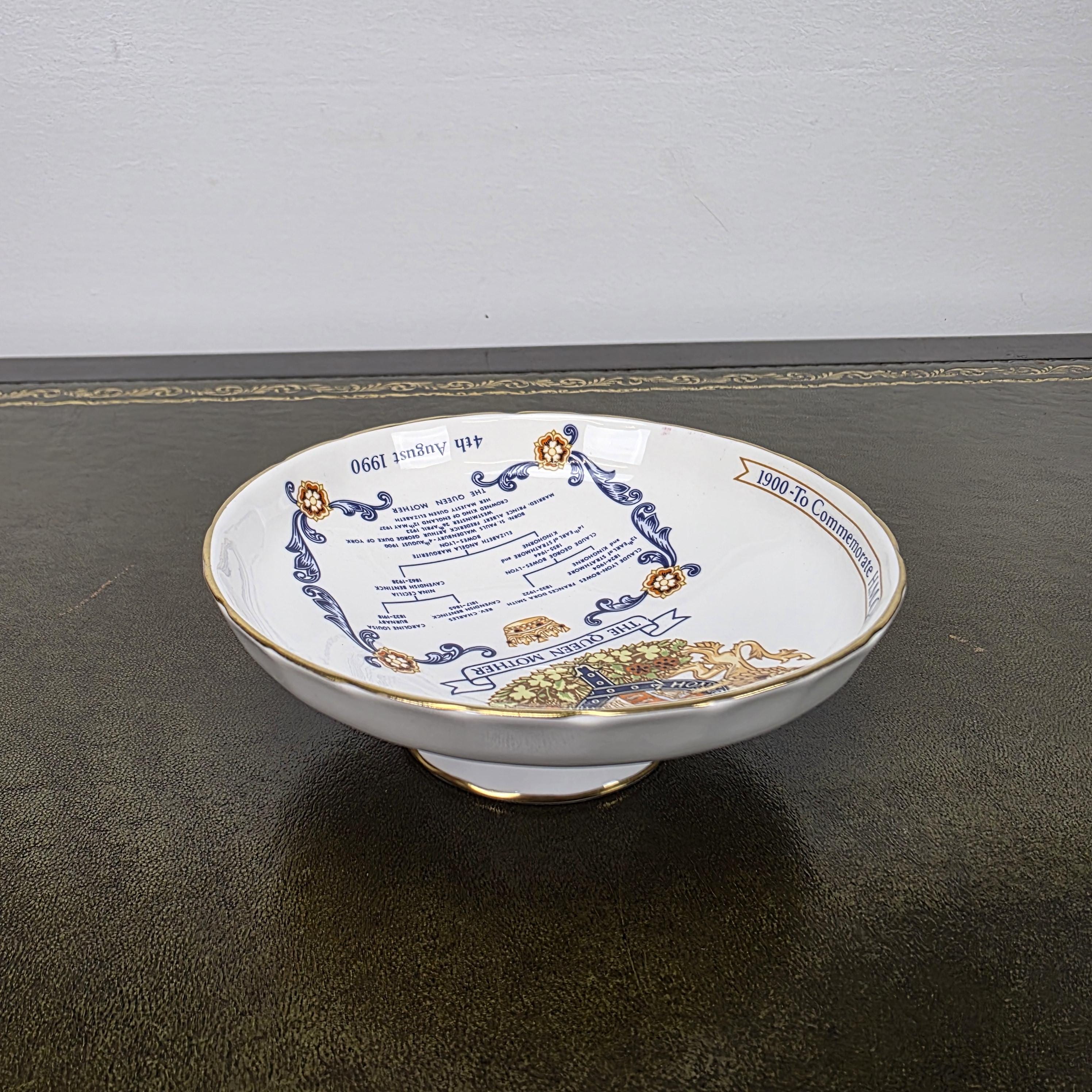Aynsley Royal Dish Fine Bone China Queen Mother 90th Birthday England 1990 Commemorative Piece