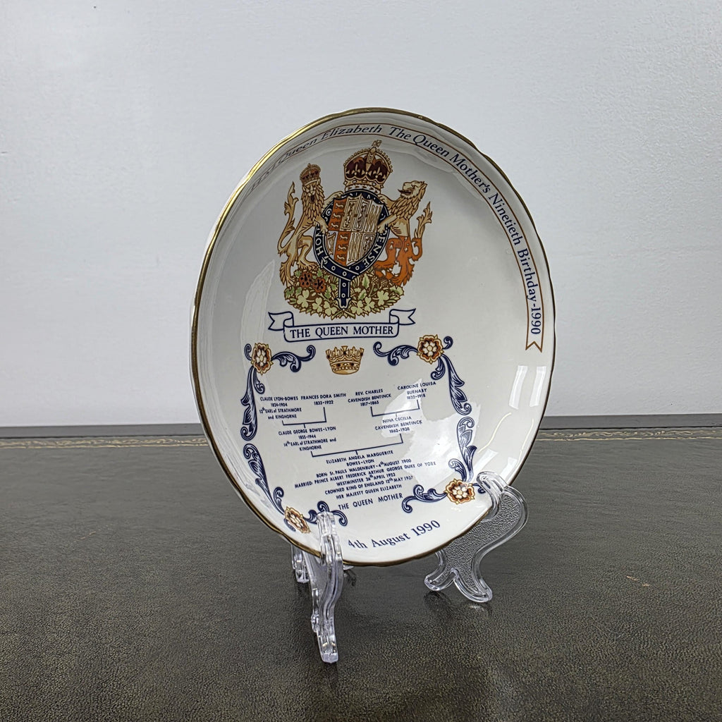 Aynsley Royal Dish Fine Bone China Queen Mother 90th Birthday England 1990 Commemorative Piece