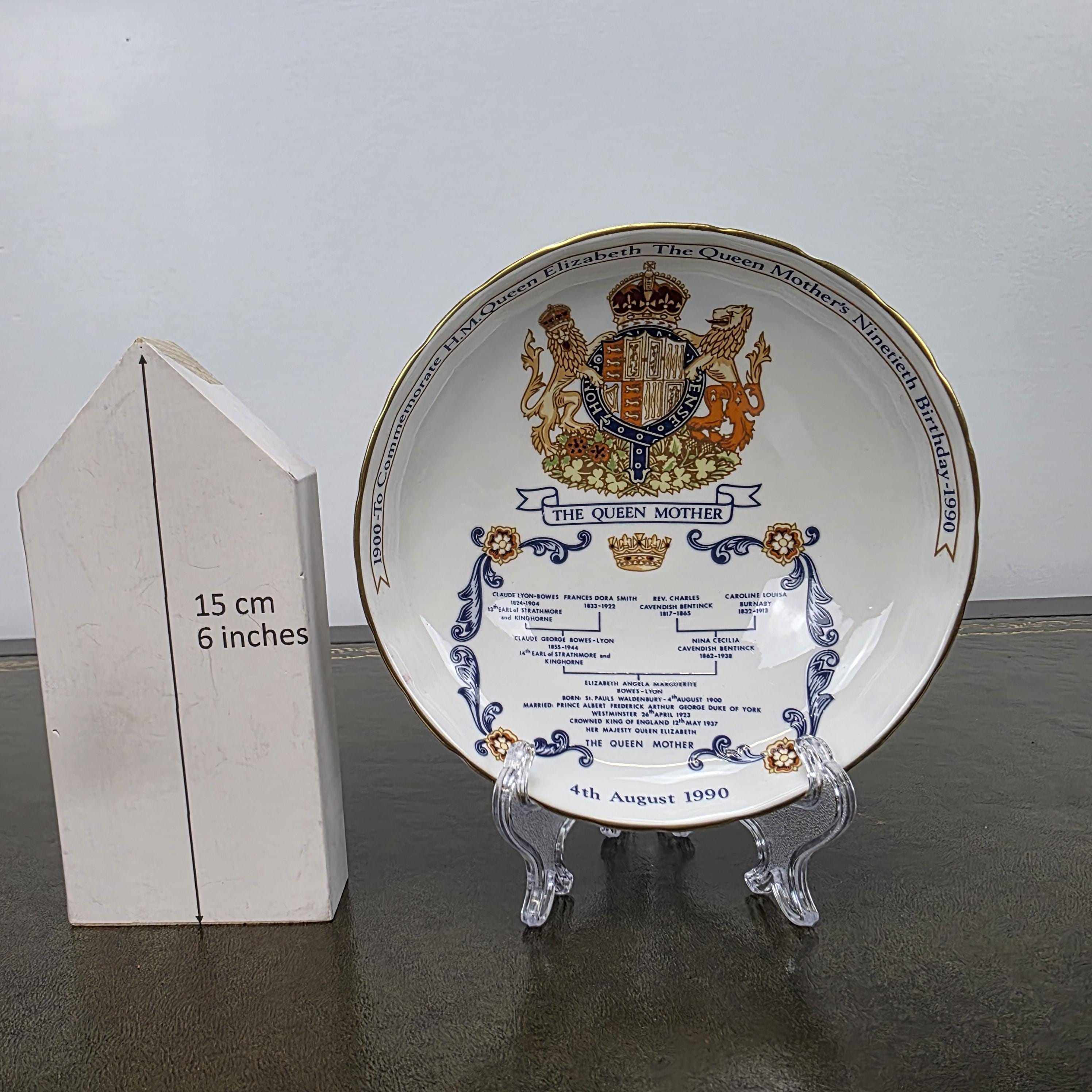 Aynsley Royal Dish Fine Bone China Queen Mother 90th Birthday England 1990 Commemorative Piece