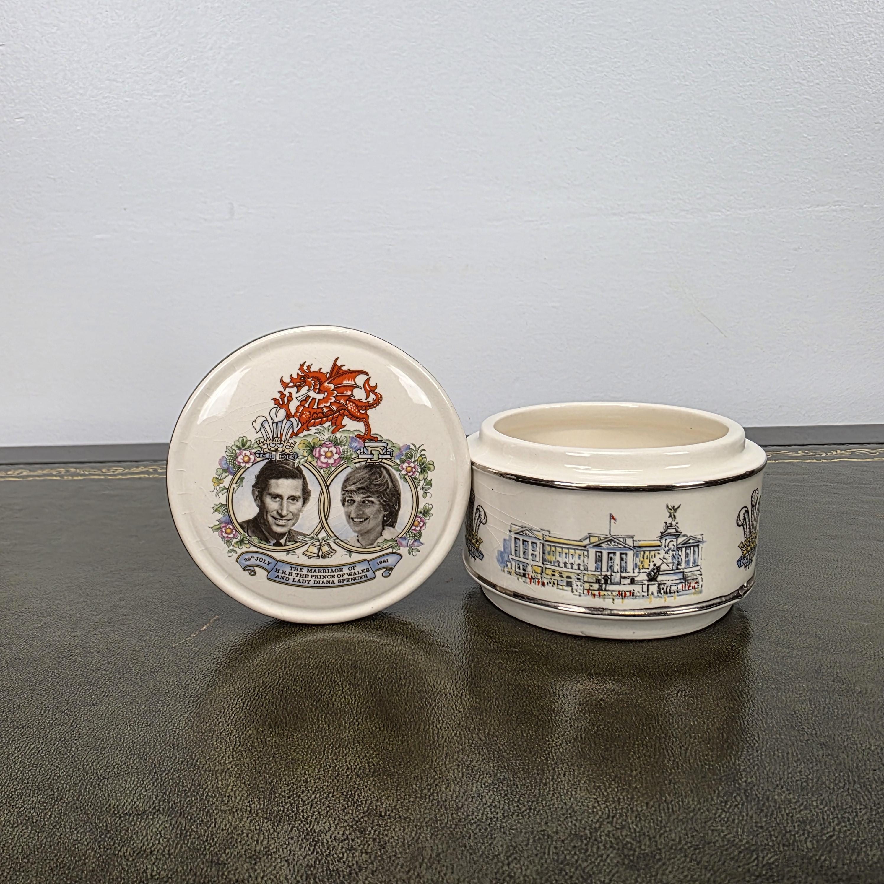 Sadler Royal Wedding Jewellery Box Ceramic Prince Charles Lady Diana England 1981 Commemorative Collectible