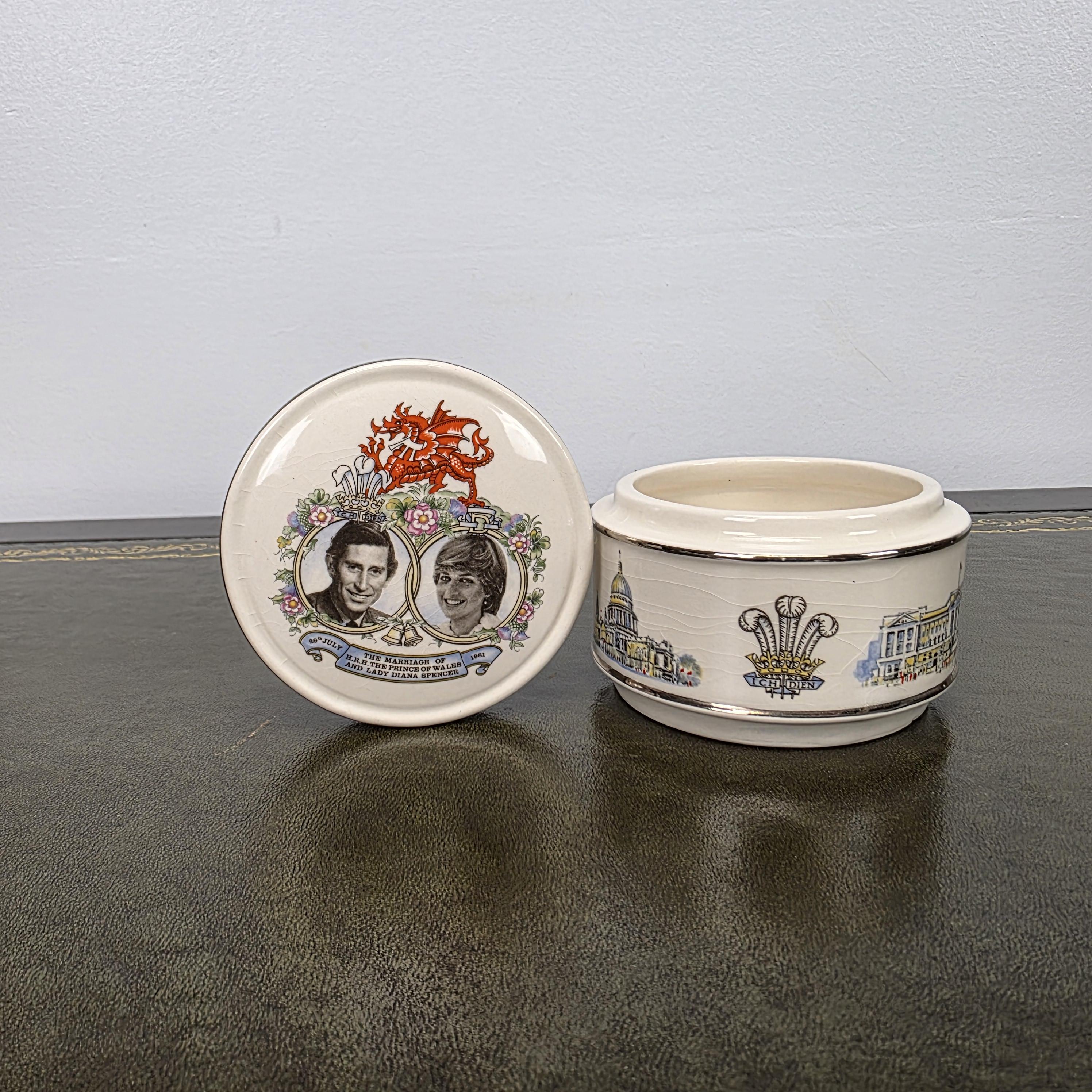 Sadler Royal Wedding Jewellery Box Ceramic Prince Charles Lady Diana England 1981 Commemorative Collectible