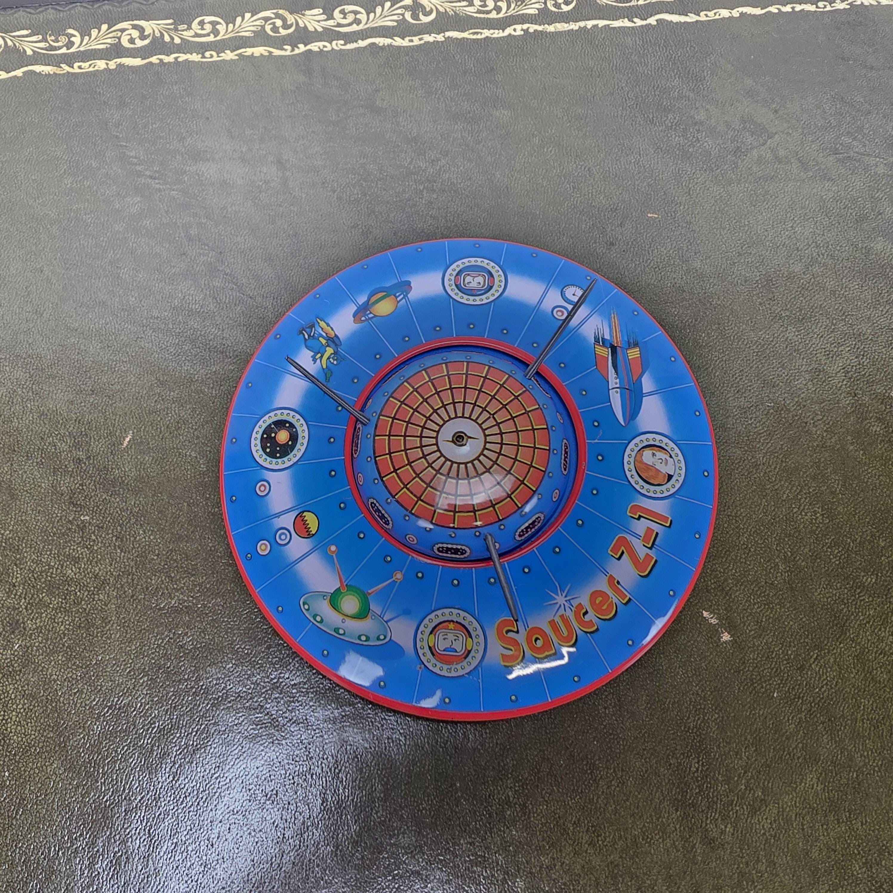 Vintage Schylling Saucer Z 1 UFO Tin Toy 1998 Limited Edition Friction Space Collectible