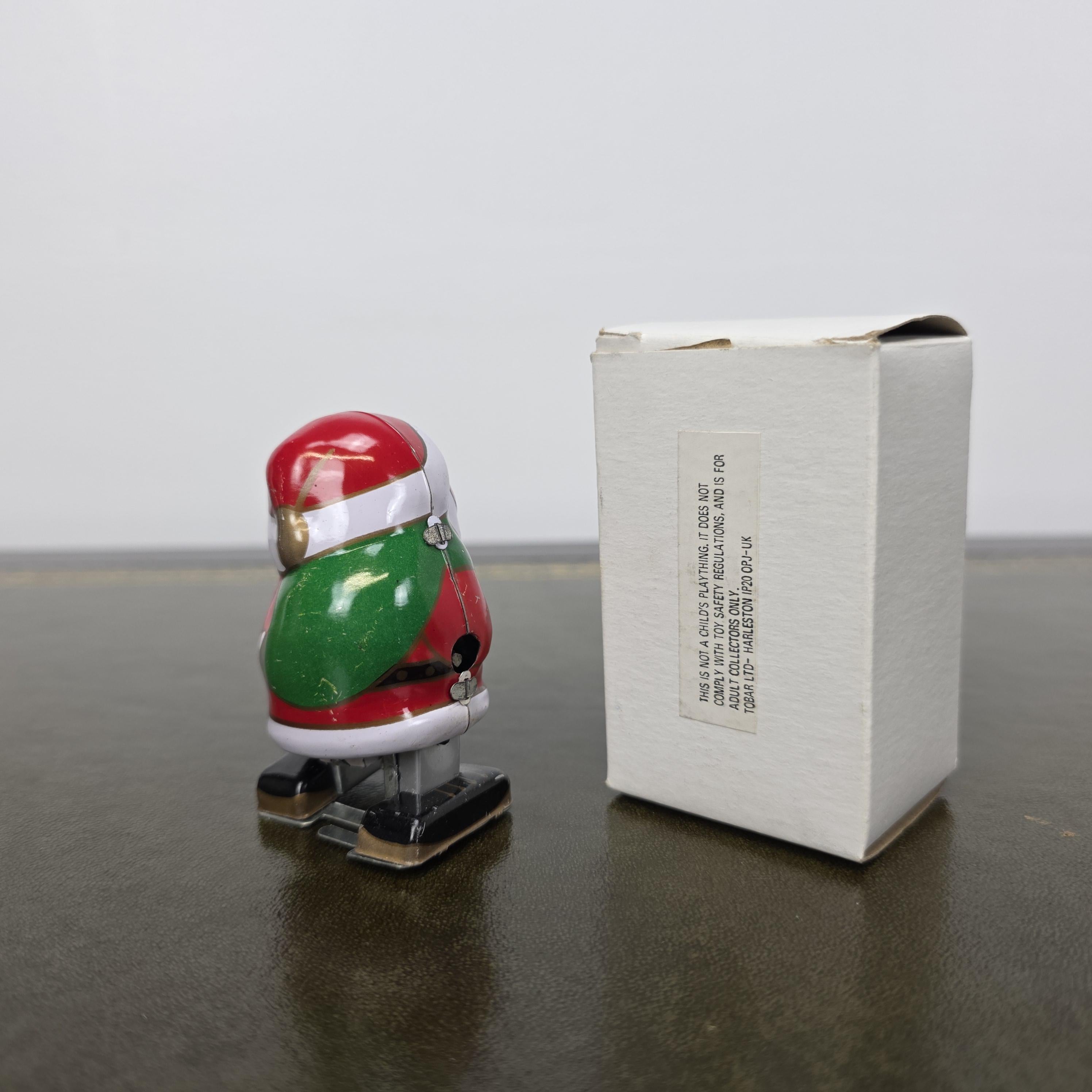 Vintage Metal King Wind Up Santa Toy | Clockwork Walking Figure, Boxed Collectible