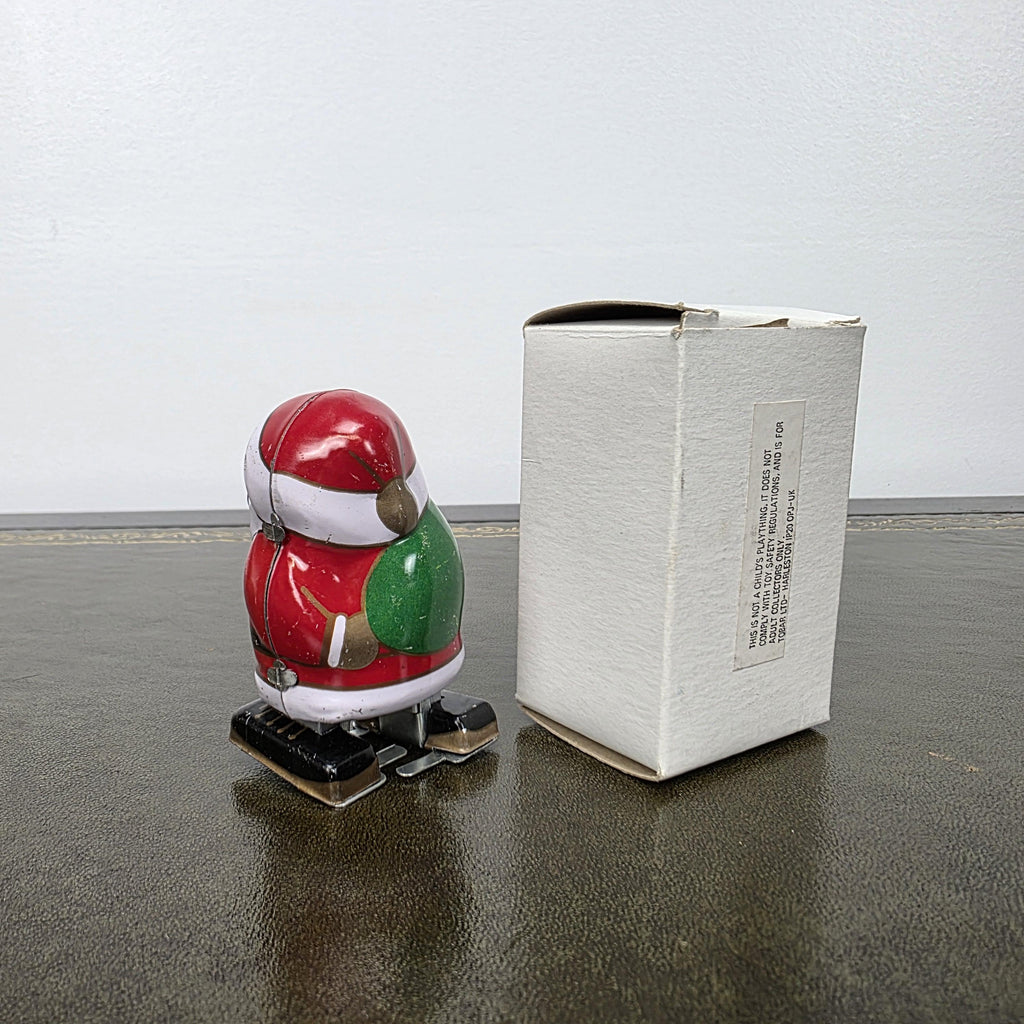 Vintage Metal King Wind Up Santa Toy | Clockwork Walking Figure, Boxed Collectible