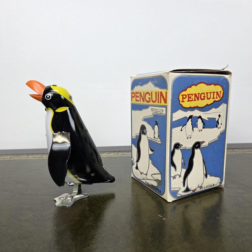 Vintage Wind Up Penguin Tin Toy | Boxed Collectable Display Piece | Made in China 1980s