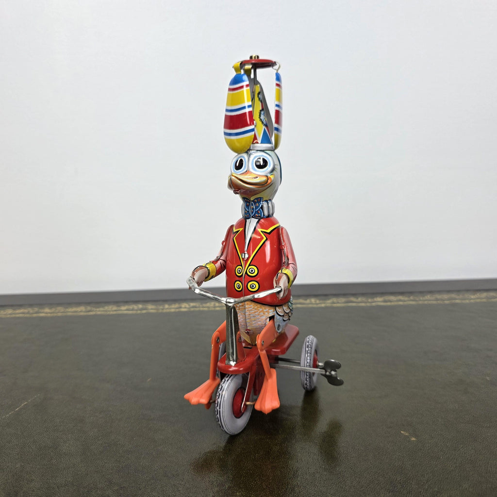 Vintage Wind Up Duck on Tricycle Tin Toy | Made in Western Germany | Boxed Working