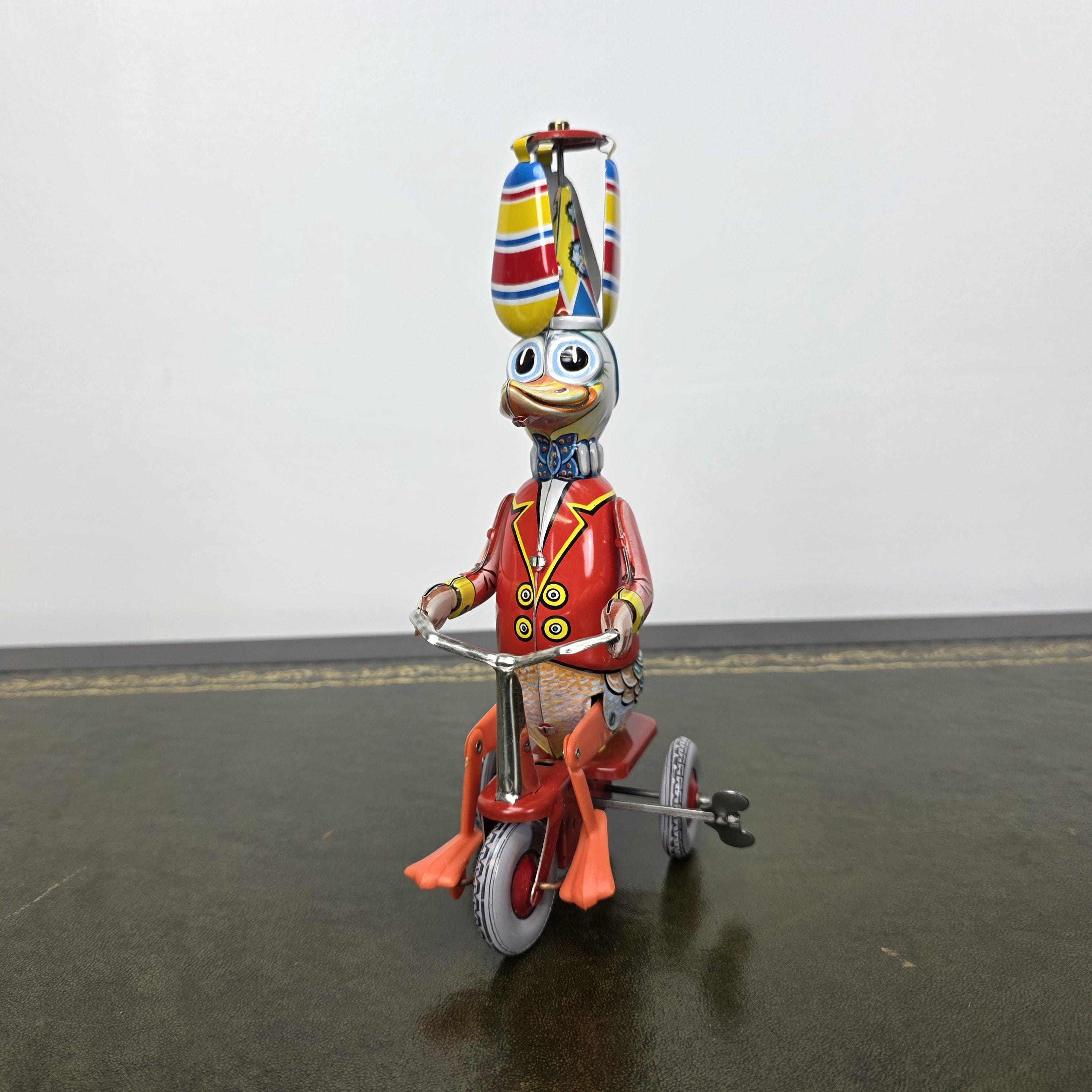 Vintage Wind Up Duck on Tricycle Tin Toy | Made in Western Germany | Boxed Working