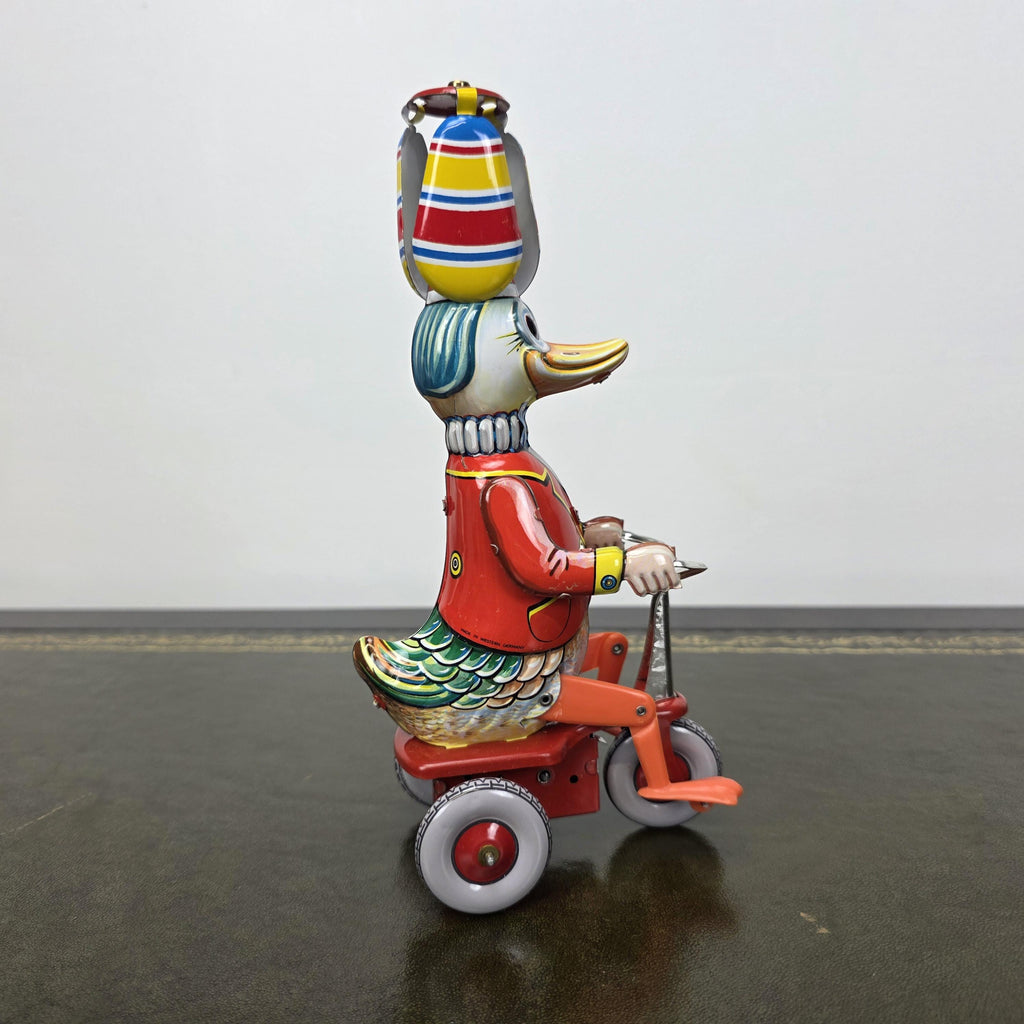 Vintage Wind Up Duck on Tricycle Tin Toy | Made in Western Germany | Boxed Working