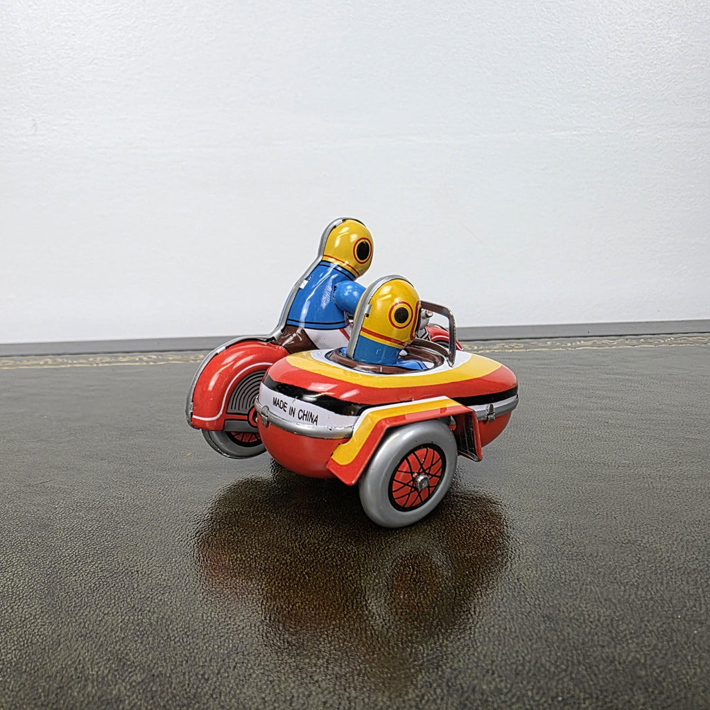Vintage Wind Up Motorcycle with Sidecar MS281 Tin Toy | Boxed Collectable | China 1980s
