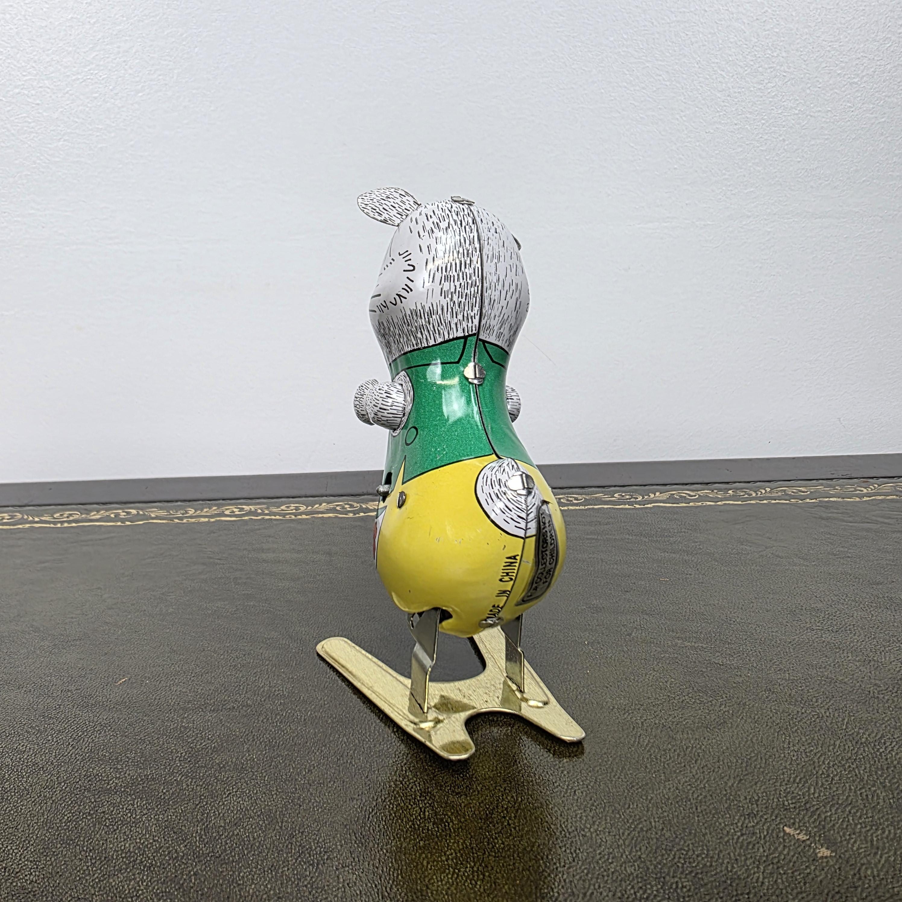Spring Feet Mechanism| Vintage Wind Up Jumping Rabbit Tin Toy | Boxed Clockwork Collectable