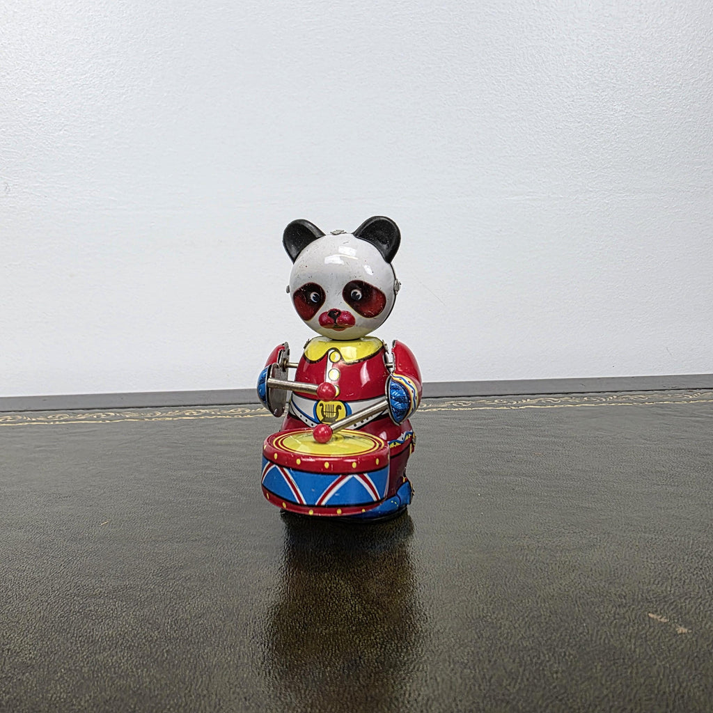 Vintage Panda Drummer Wind Up Tin Toy | Boxed Clockwork Collectable | Clockwork Drumming Action