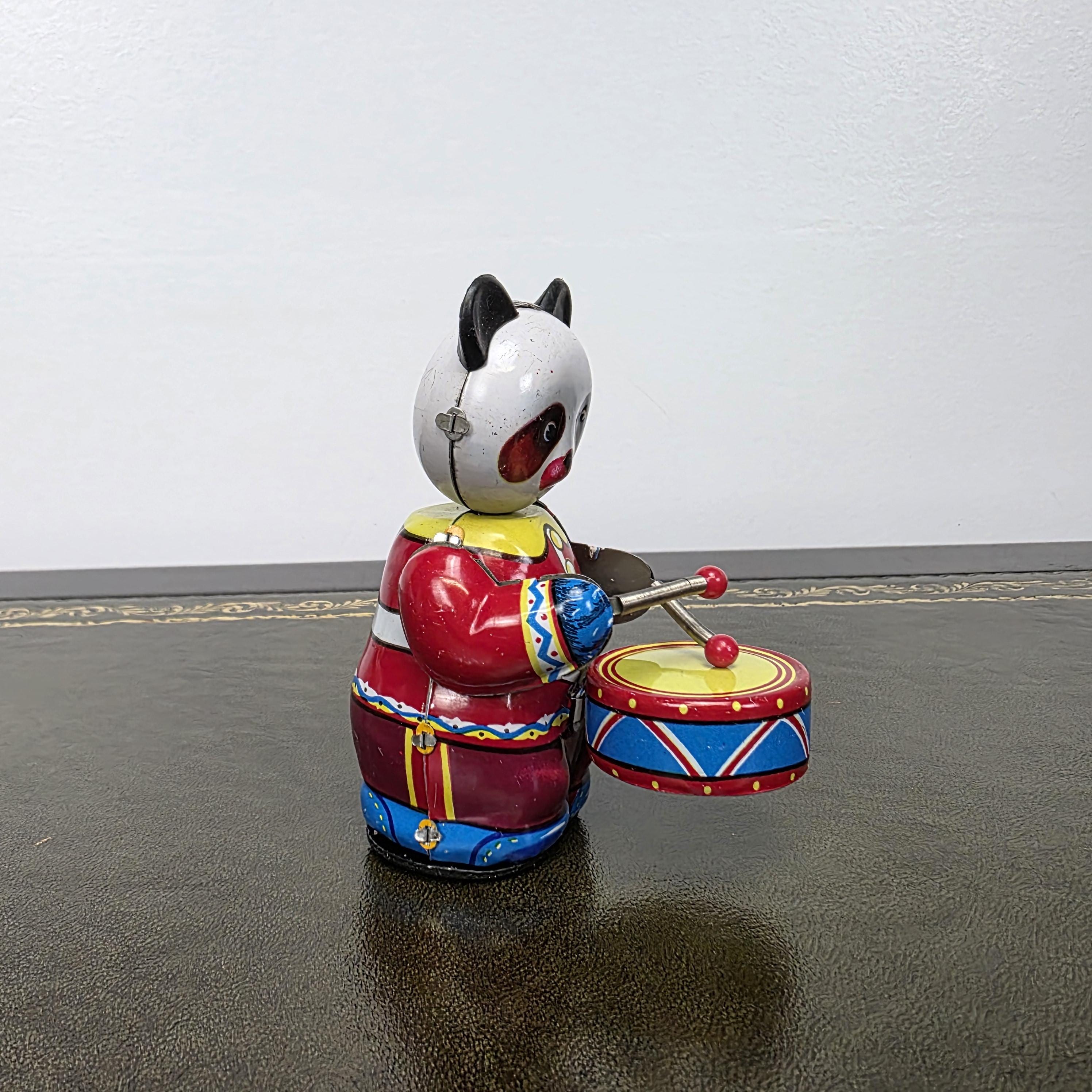 Vintage Panda Drummer Wind Up Tin Toy | Boxed Clockwork Collectable | Clockwork Drumming Action