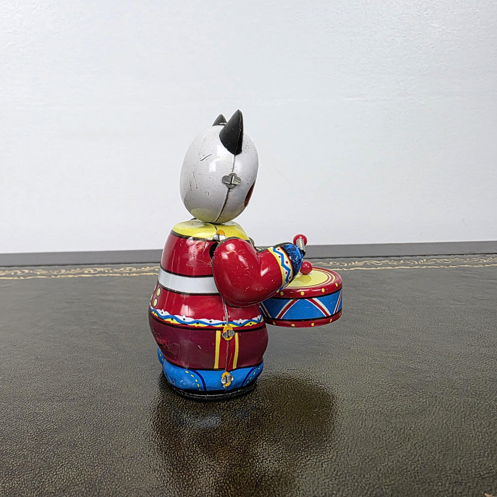 Vintage Panda Drummer Wind Up Tin Toy | Boxed Clockwork Collectable | Clockwork Drumming Action