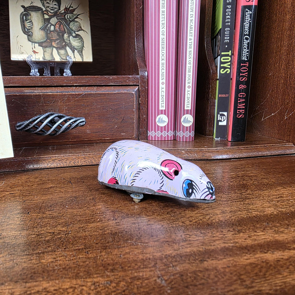 Vintage Wind Up Mouse Tin Toy | Made in India Lithographed Metal | Retro Desk Display