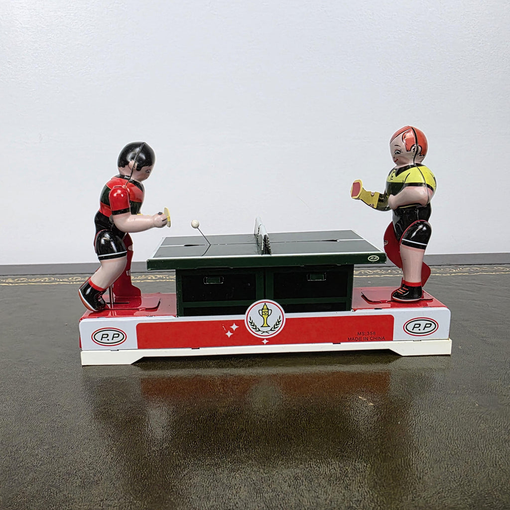 Wind Up Table Tennis Tin Toy MS358 | Playing Ping Pong Mechanical | BoxedCave Display Piece