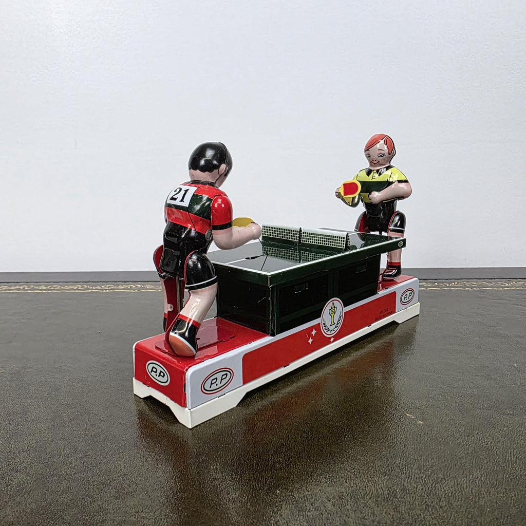 Wind Up Table Tennis Tin Toy MS358 | Playing Ping Pong Mechanical | BoxedCave Display Piece