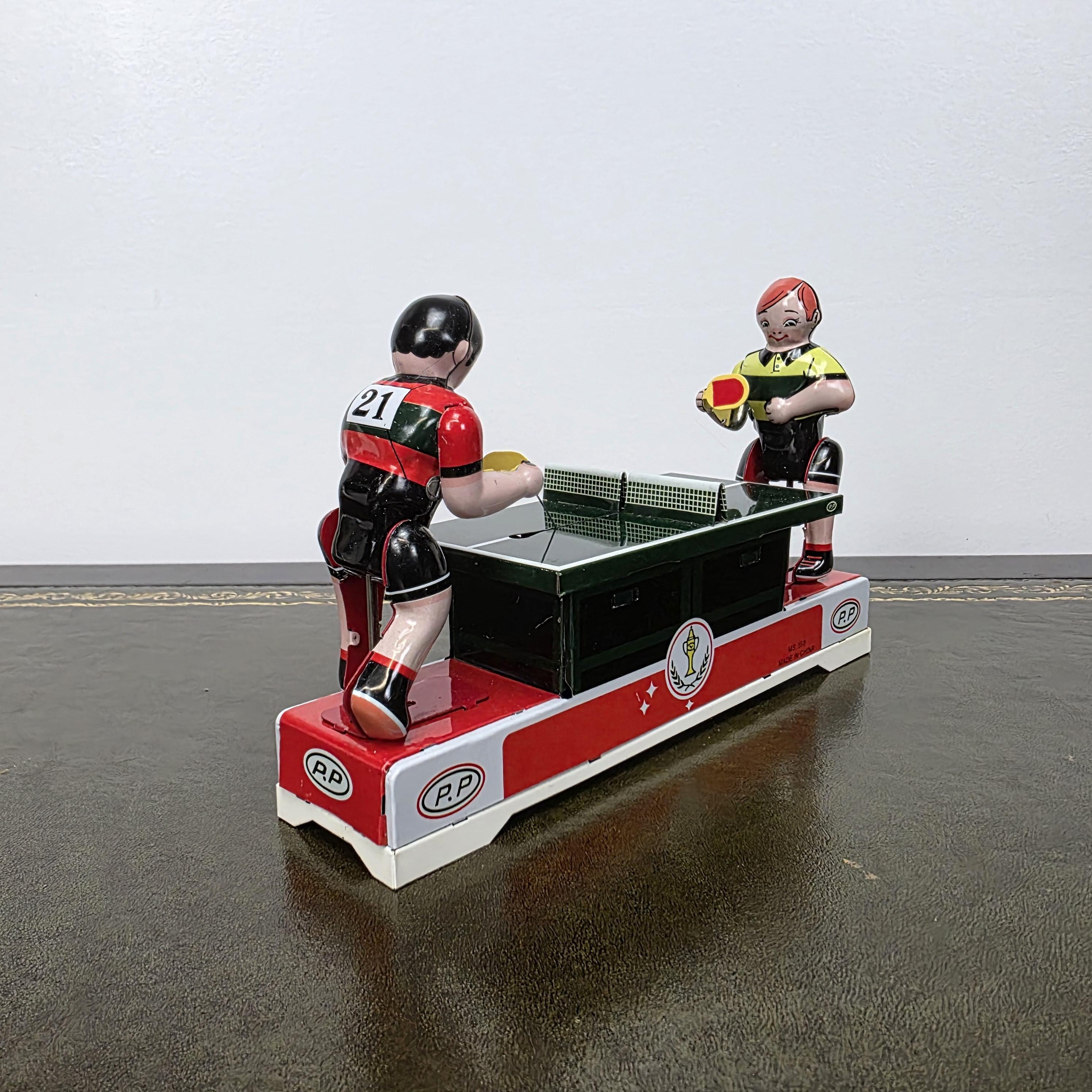 Wind Up Table Tennis Tin Toy MS358 | Playing Ping Pong Mechanical | BoxedCave Display Piece