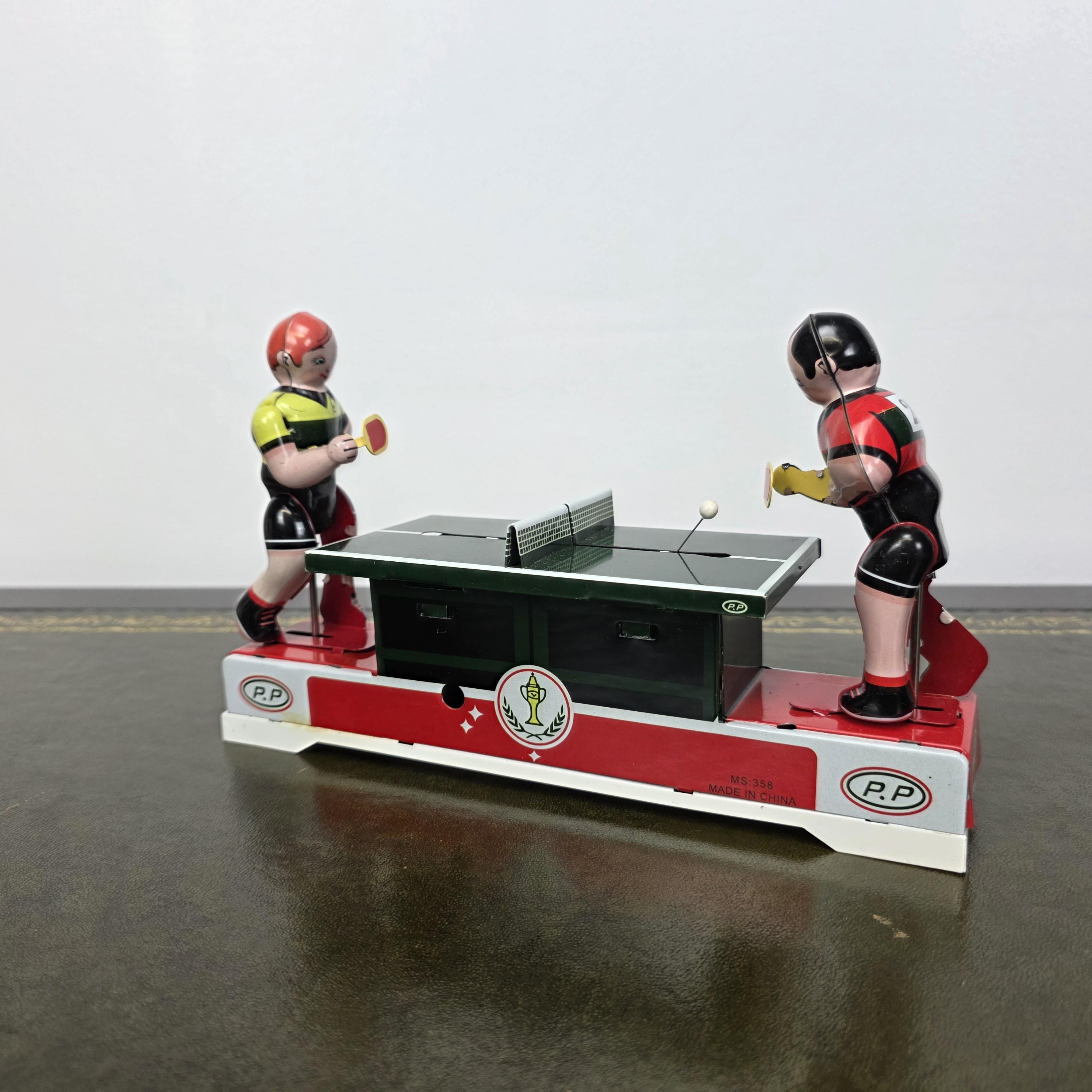 Wind Up Table Tennis Tin Toy MS358 | Playing Ping Pong Mechanical | BoxedCave Display Piece