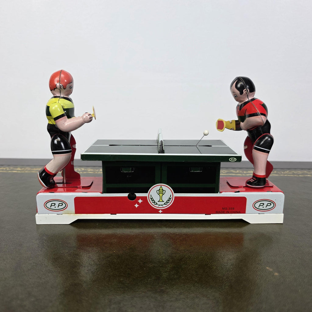 Wind Up Table Tennis Tin Toy MS358 | Playing Ping Pong Mechanical | BoxedCave Display Piece