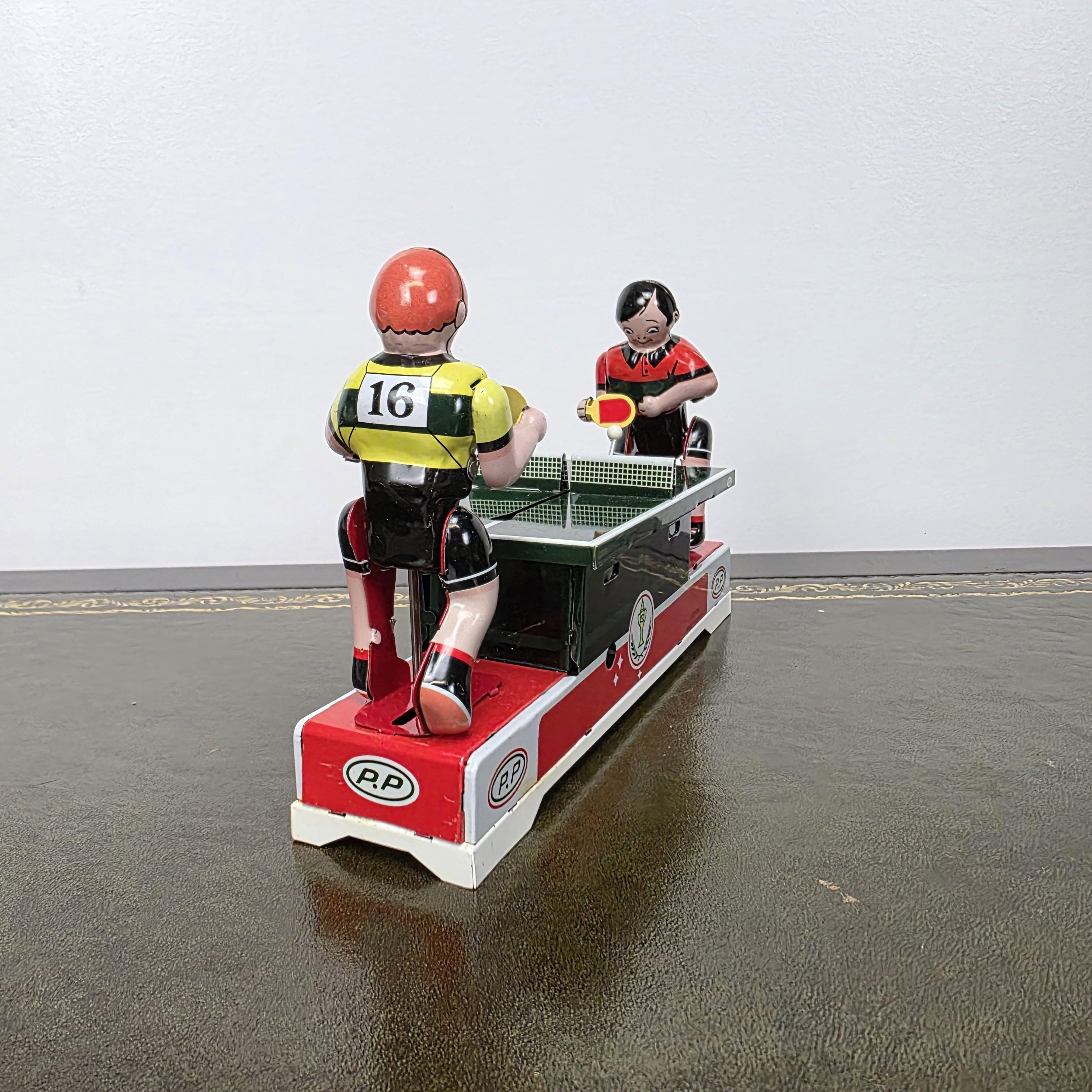 Wind Up Table Tennis Tin Toy MS358 | Playing Ping Pong Mechanical | BoxedCave Display Piece