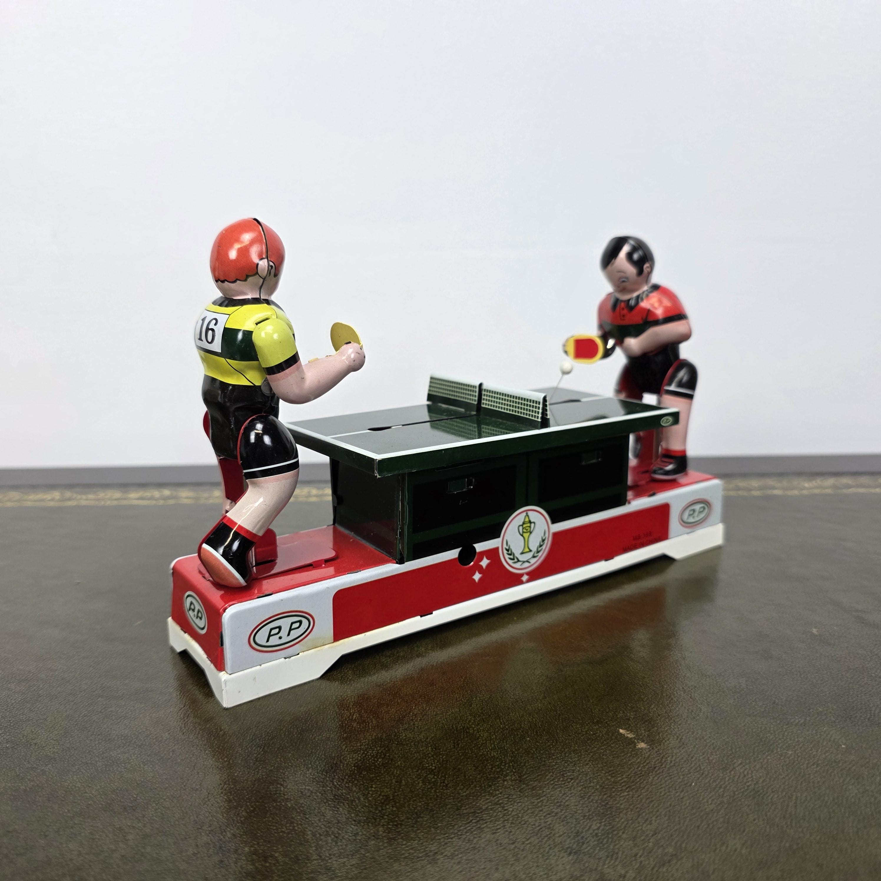 Wind Up Table Tennis Tin Toy MS358 | Playing Ping Pong Mechanical | BoxedCave Display Piece