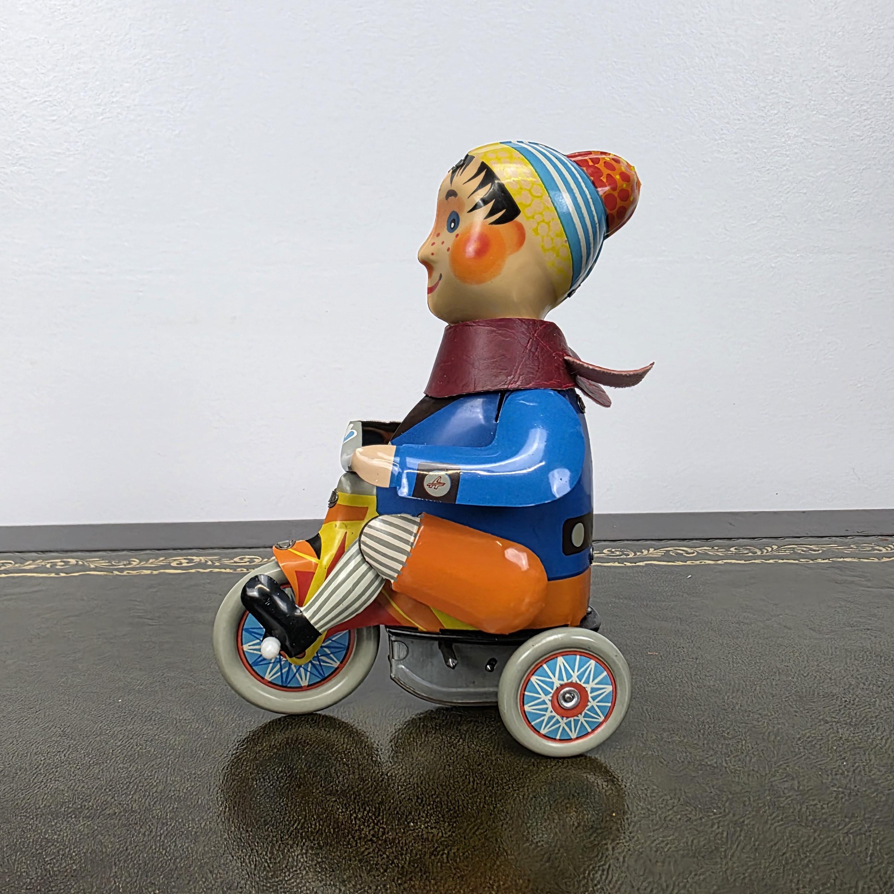 Kovap Retro Boy on a Tricycle Wind Up Tin Toy | Boxed Clockwork Model Czech Collectors