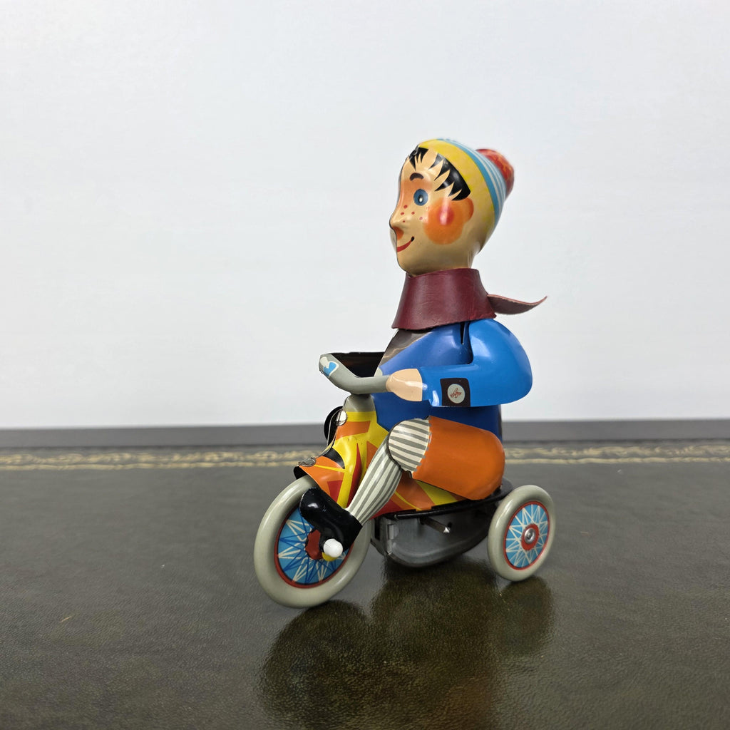 Kovap Retro Boy on a Tricycle Wind Up Tin Toy | Boxed Clockwork Model Czech Collectors