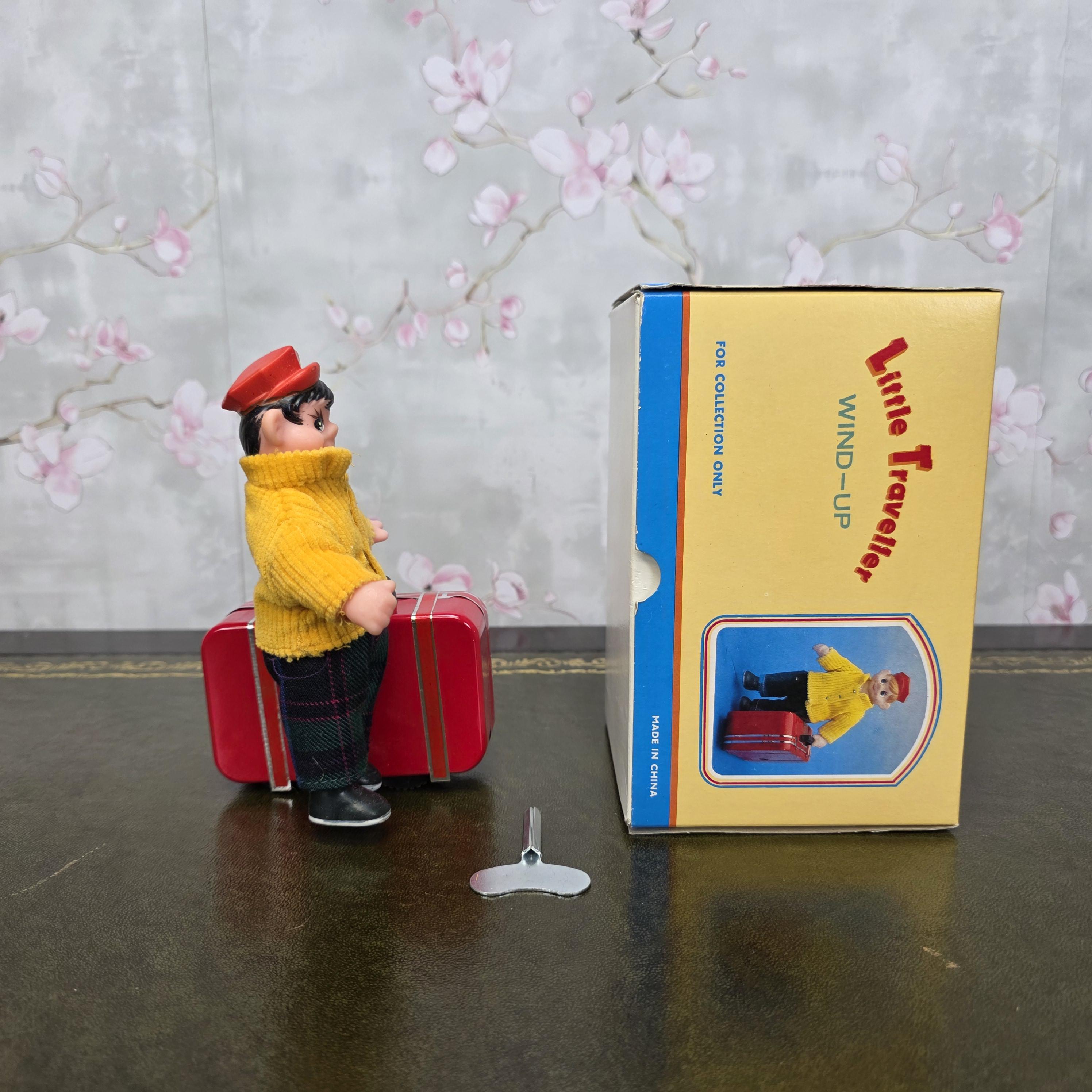 Vintage Wind Up Little Traveller Toy with Suitcase | MS 823 | Boxed China Collectible Figure