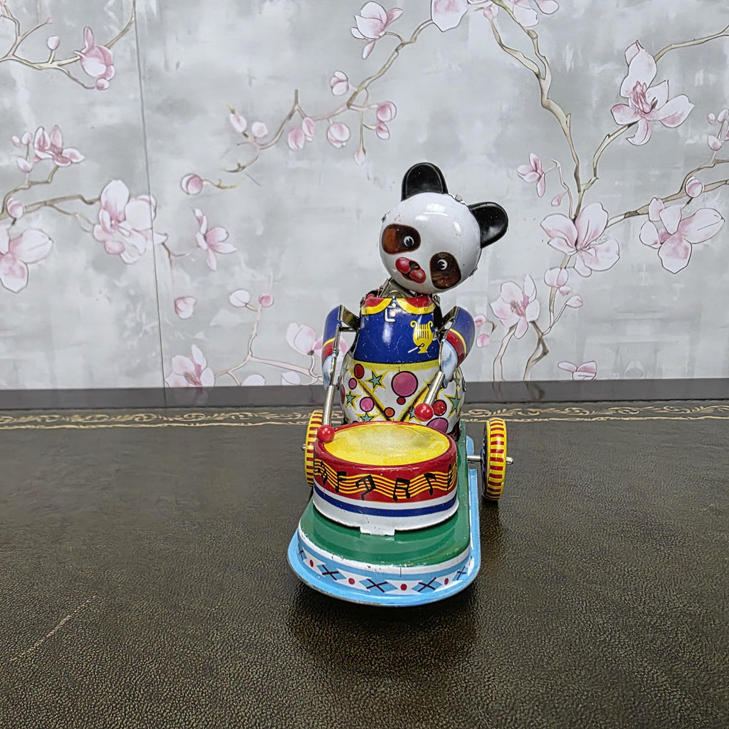 Vintage Tin Wind Up Panda Drummer MS565 Mechanical Toy With Original Box 1960s Collectible