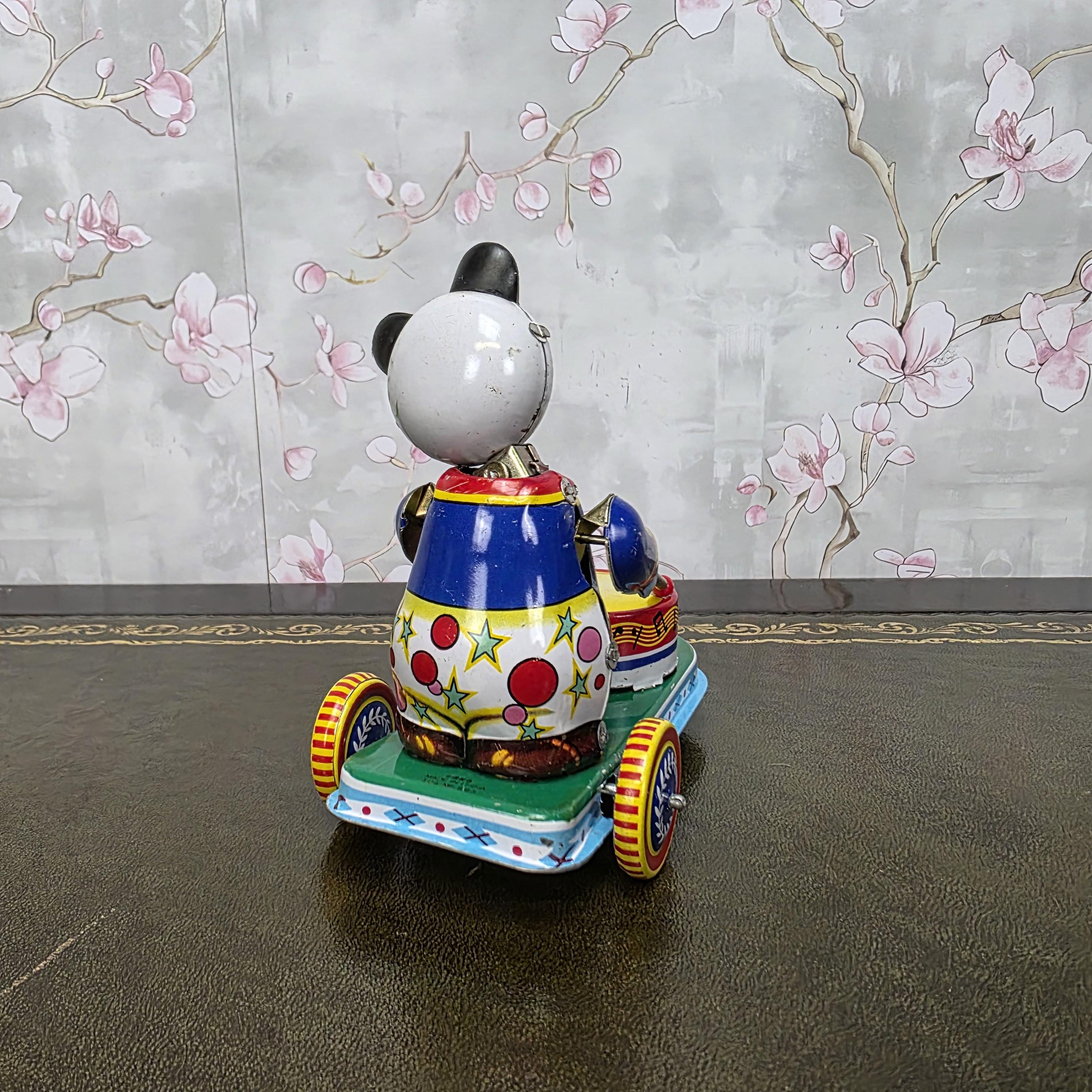 Vintage Tin Wind Up Panda Drummer MS565 Mechanical Toy With Original Box 1960s Collectible