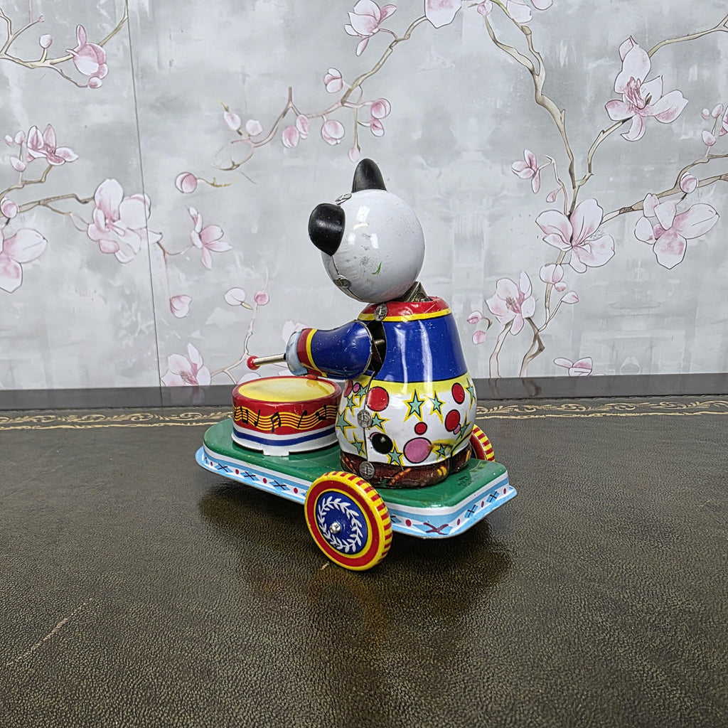 Vintage Tin Wind Up Panda Drummer MS565 Mechanical Toy With Original Box 1960s Collectible