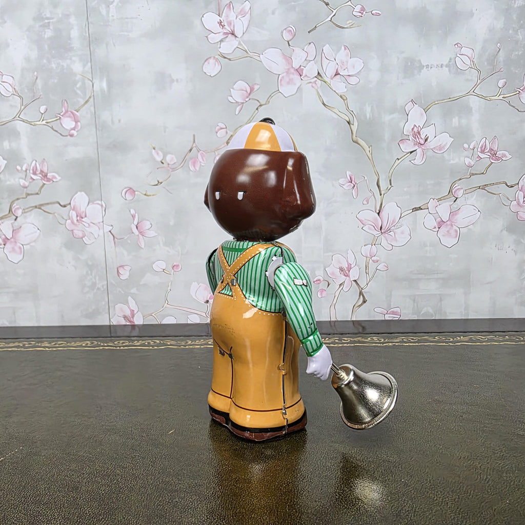 Vintage Wind Up Tin Dog Bell Ringer MS362 Mechanical Collectible With Box Clockwork Figure