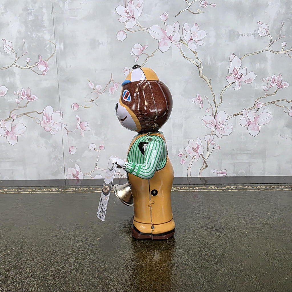 Vintage Wind Up Tin Dog Bell Ringer MS362 Mechanical Collectible With Box Clockwork Figure