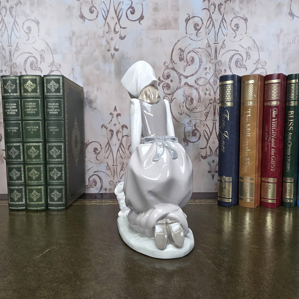 Nao by Lladro Girl with Lamb Porcelain Figurine | Spanish Vintage Collectible Sculpture Pastoral Scene