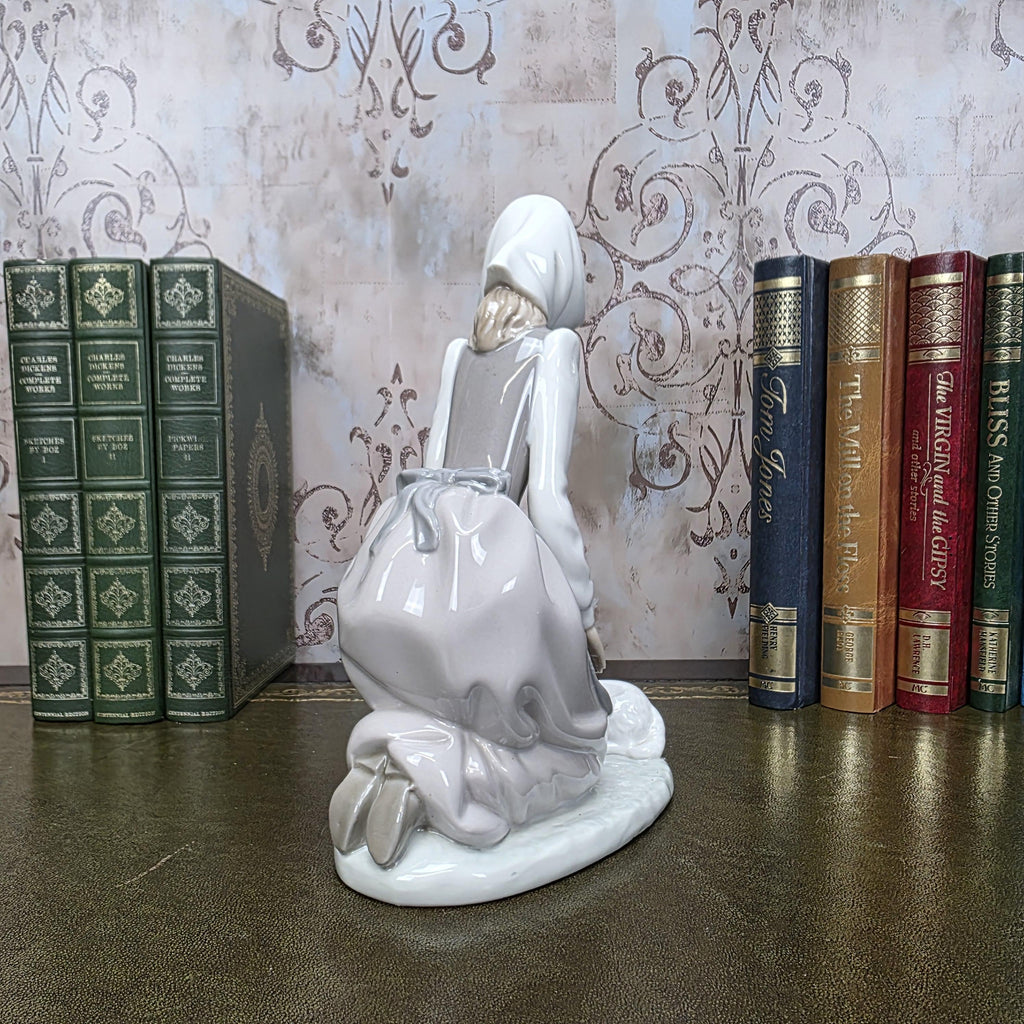 Nao by Lladro Girl with Lamb Porcelain Figurine | Spanish Vintage Collectible Sculpture Pastoral Scene