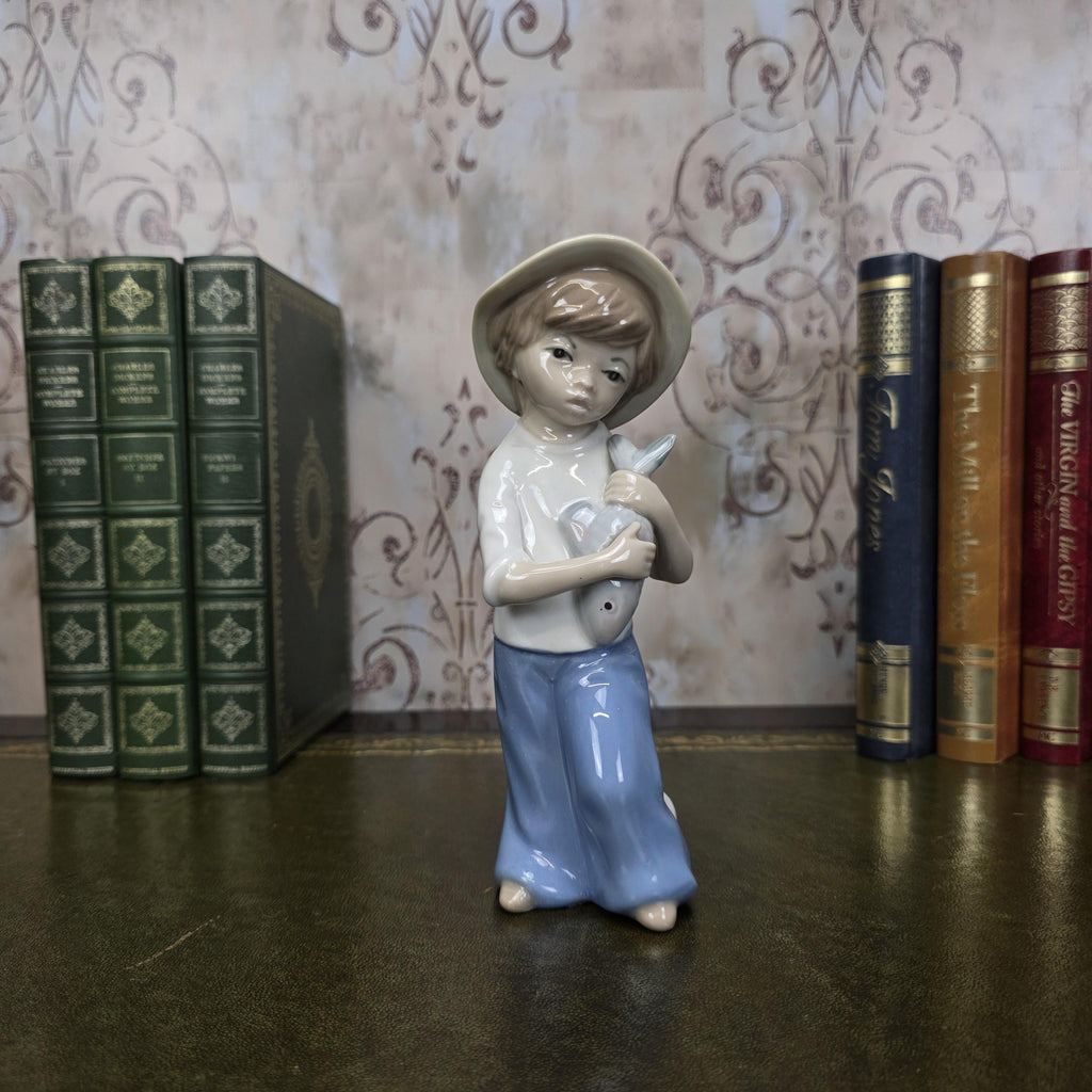 Vintage Casades Boy with Fish Porcelain Figurine | Spanish Vintage Collectible Sculpture Fisherman Child