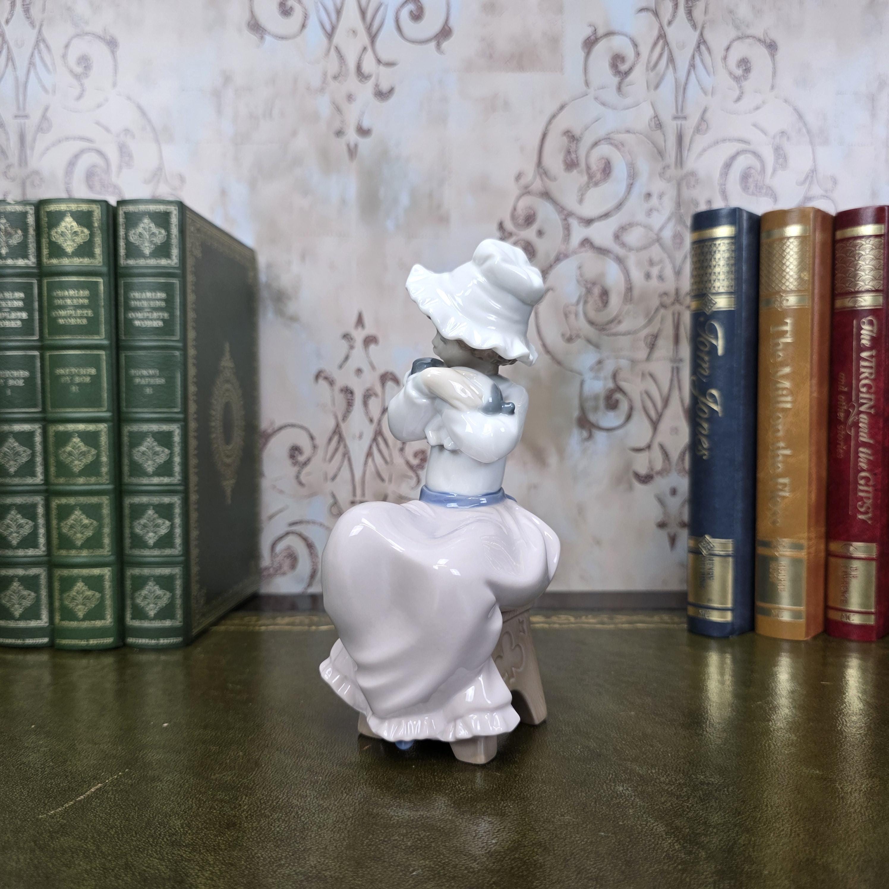 Nao by Lladro Girl with Puppy Figurine | Hand Made Spain Porcelain Vintage 1980s Collectible